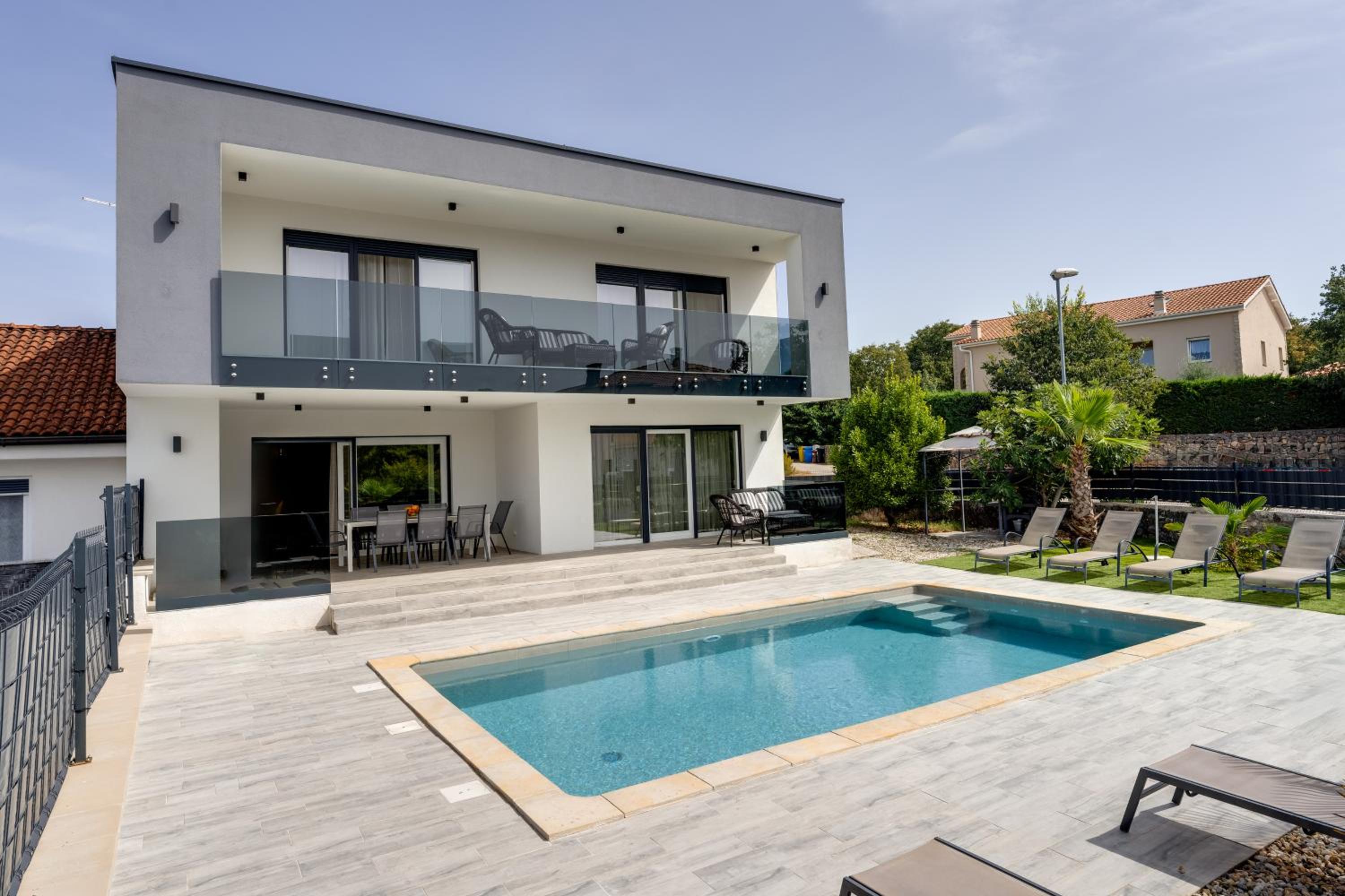 Beautiful new villa with a pool near beach - by TRAVELER tourist agency Krk ID 2410 view 2