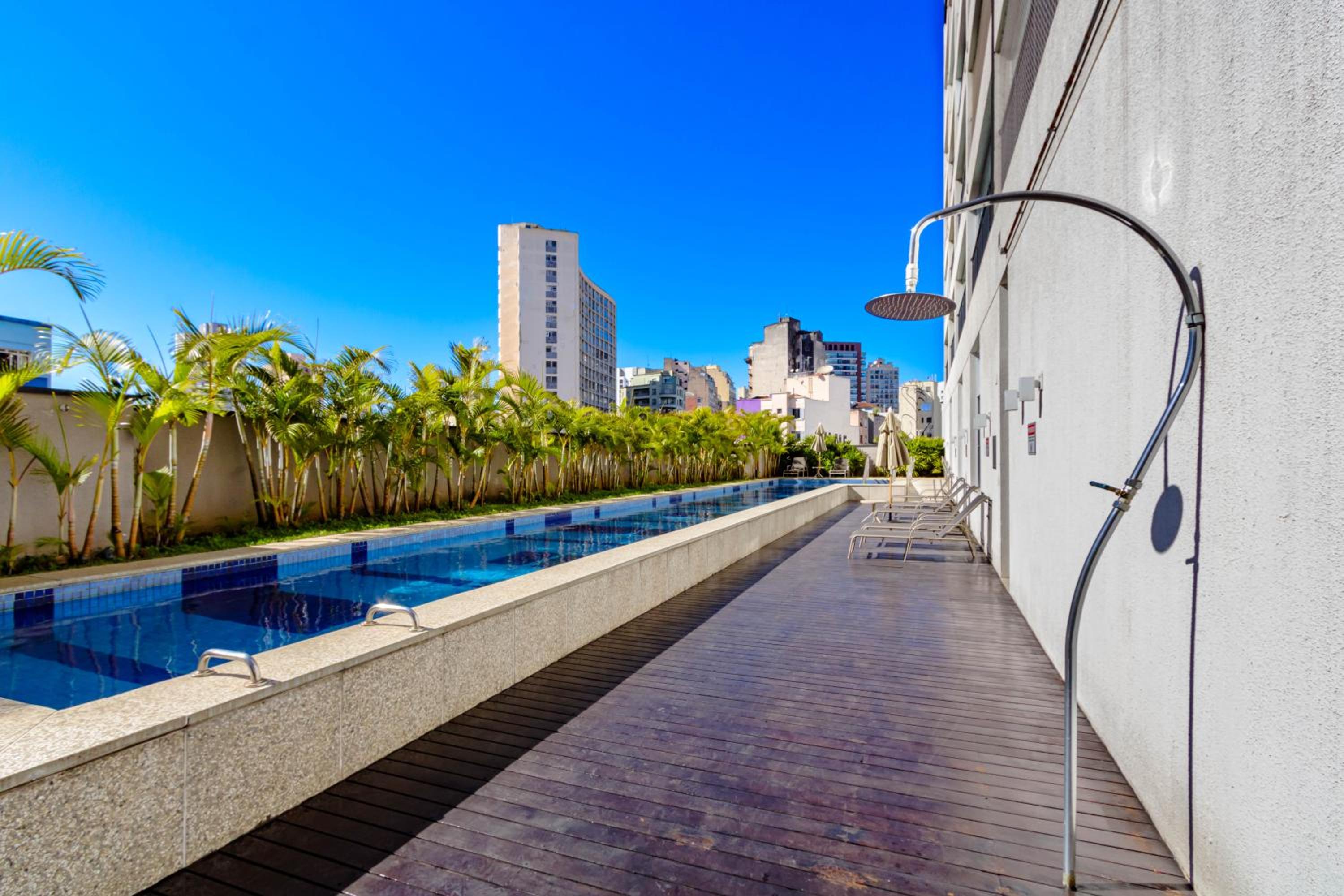 FLAT COMPLETO no METRÔ SANTA CECILIA com PISCINA - SAUNA - GARAGEM