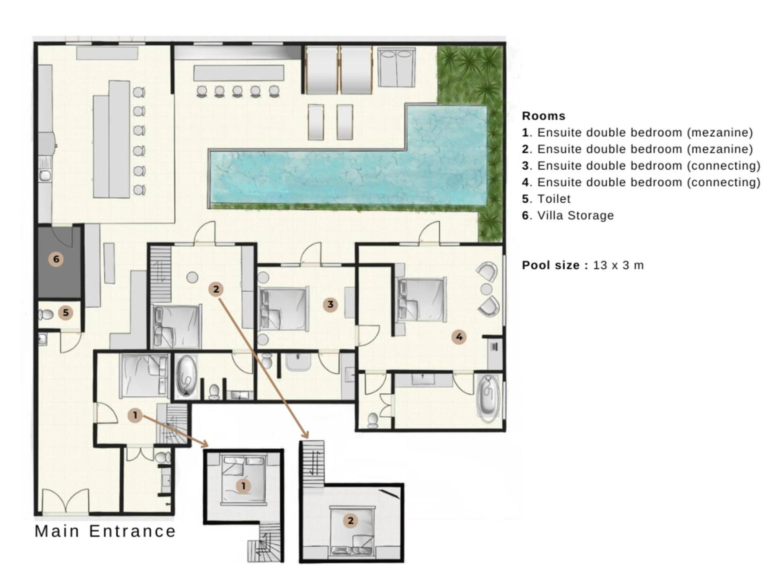 Villa Micasa - Tropical Oasis 4BR Villa with Private Pool, Perfect for Big Groups, 12 Minutes to the Beach