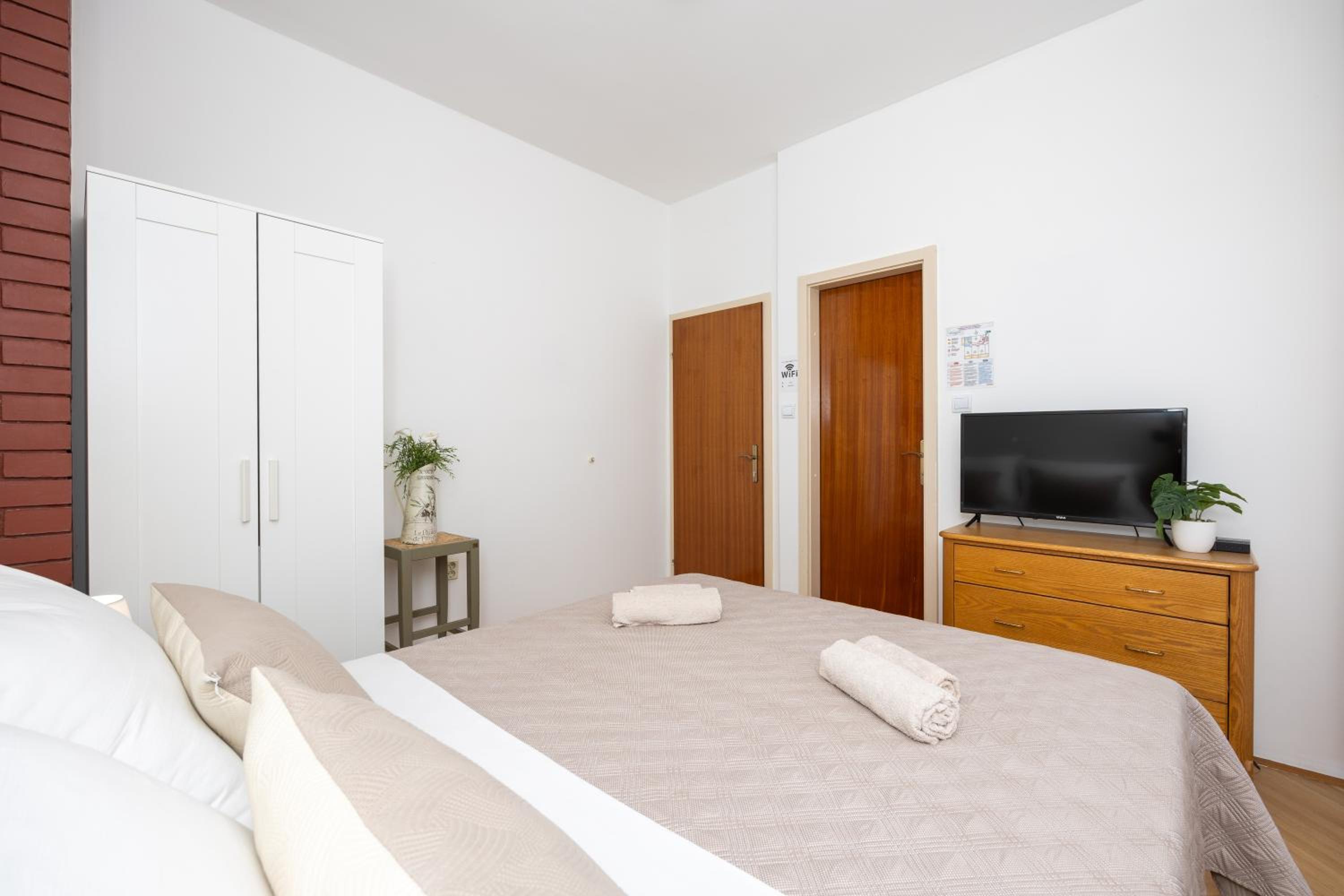 Double bed room with private bathroom and balcony