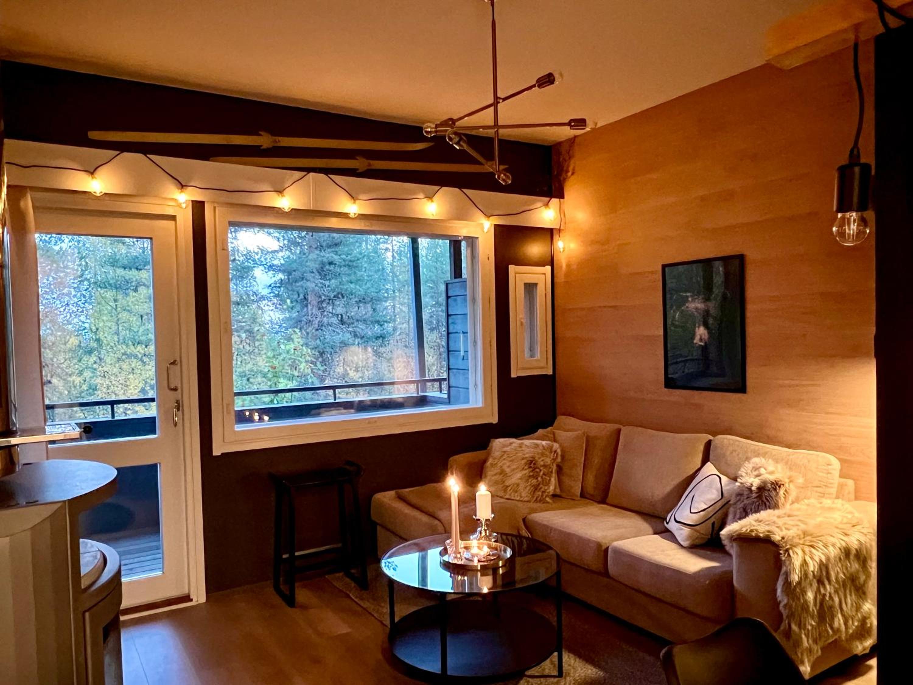 Aurora Lapland Ski in, forest view, 2 bdr, sauna, terrace, fireplace, wifi, Pyhä-Luosto National Park