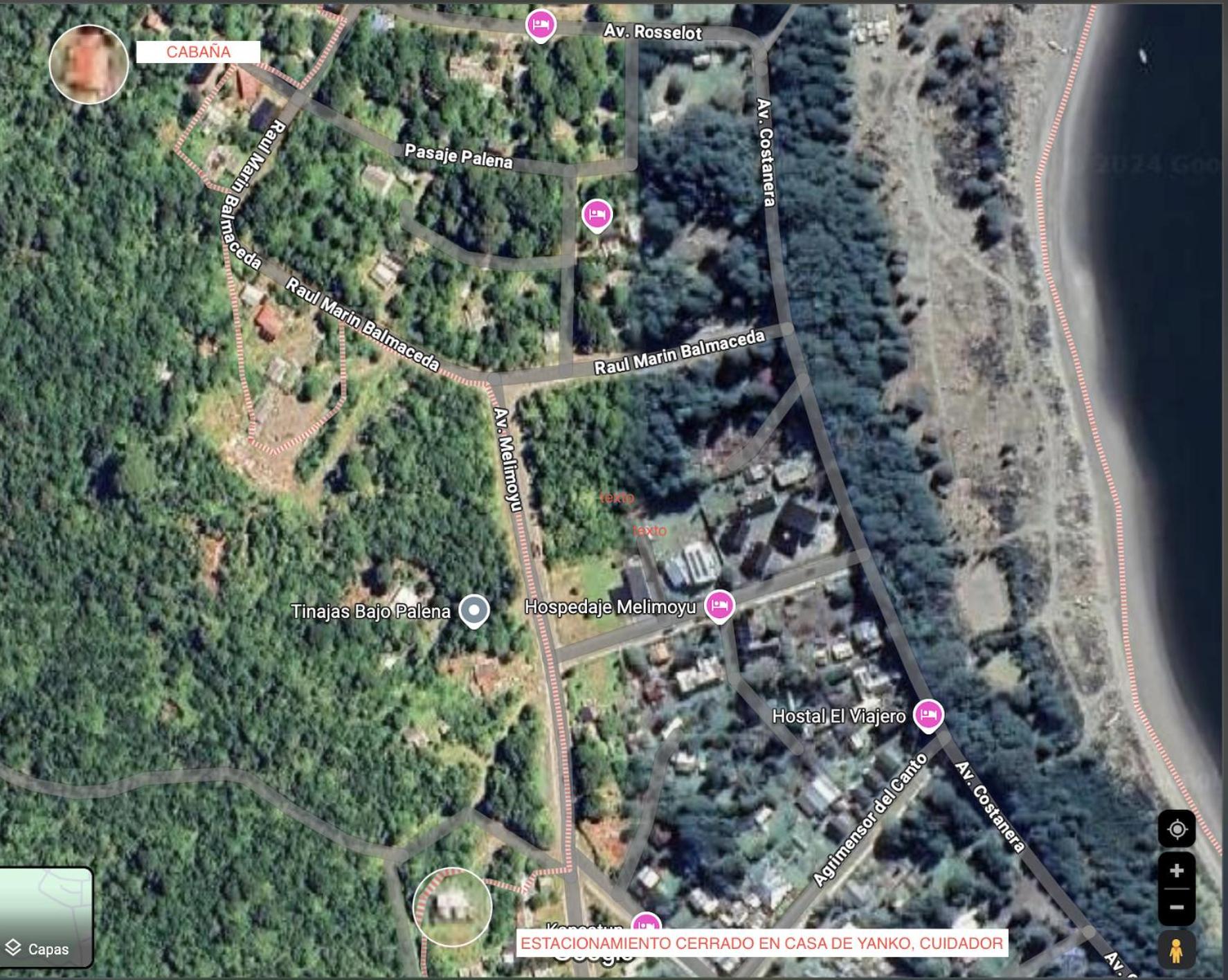 Cabaña en selva patagónica, cerca del pueblo