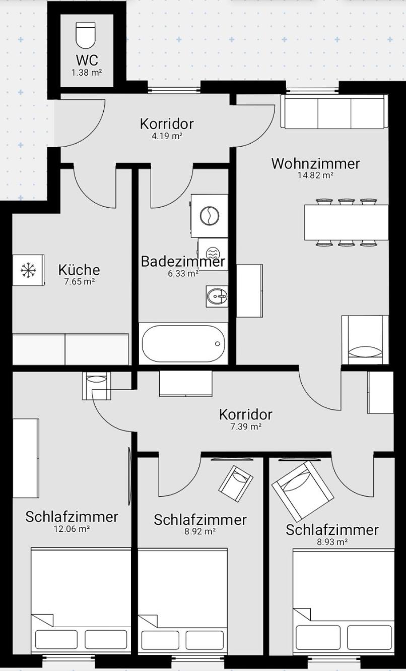 3 Bedrooms - 72sqm - 15 min. City Center