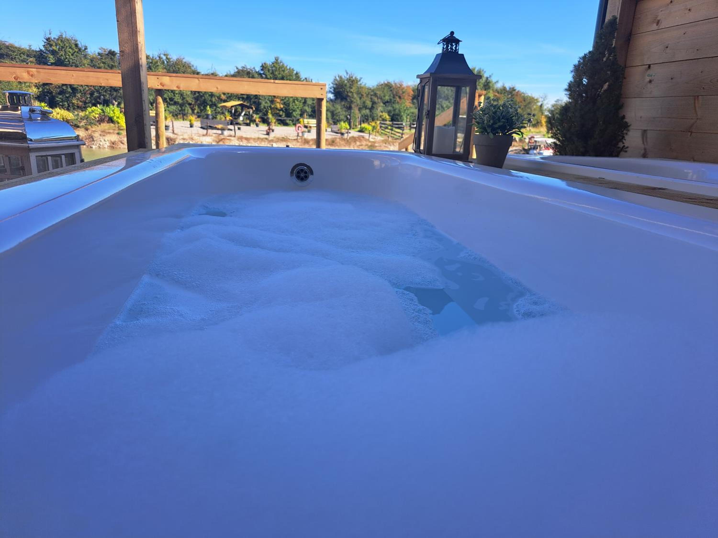 Pond Beach Hazel with hot tub view 2