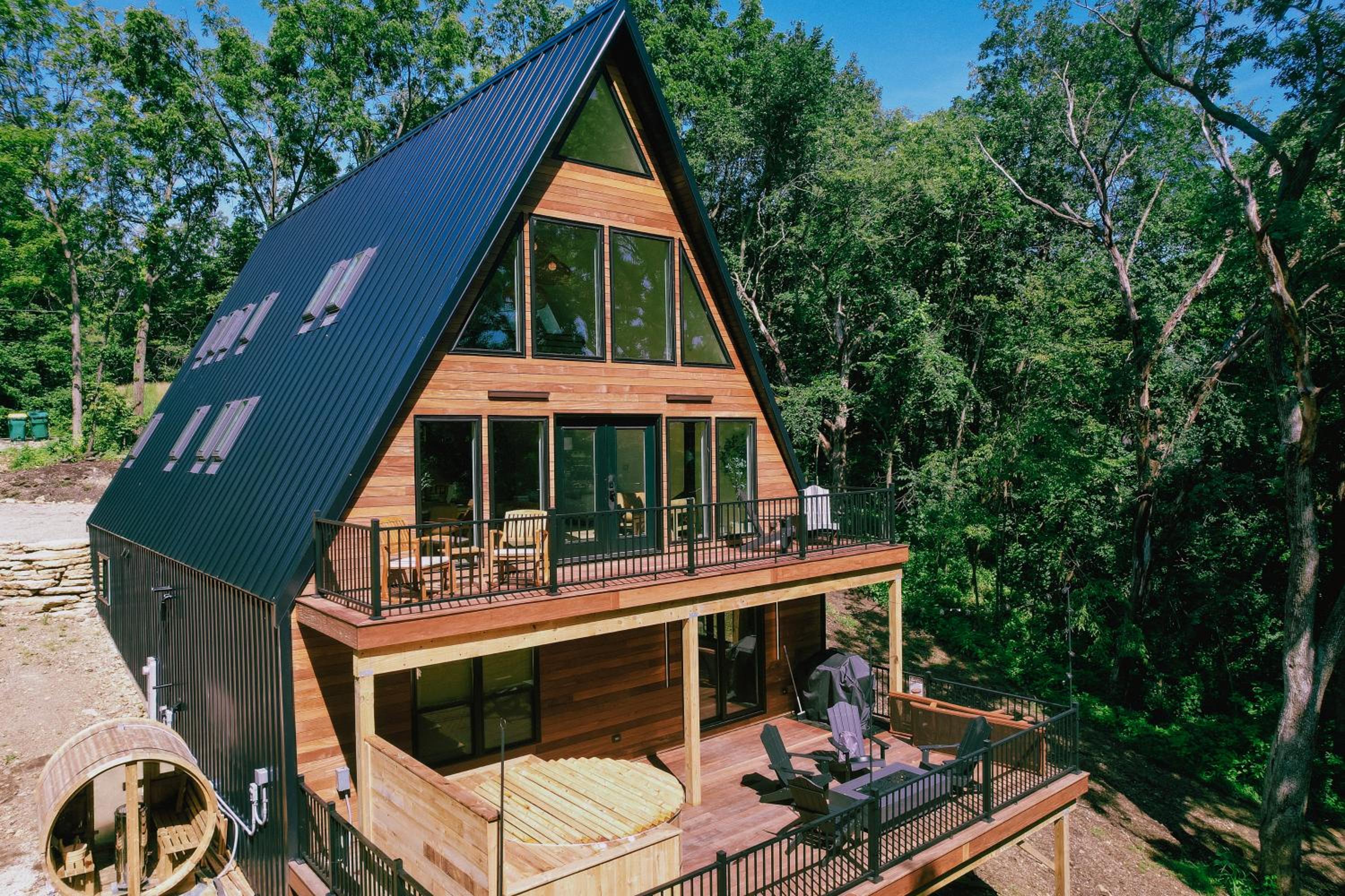 Aframe River Retreat, Sauna, Hot Tub, Workspace, New Build! view 2