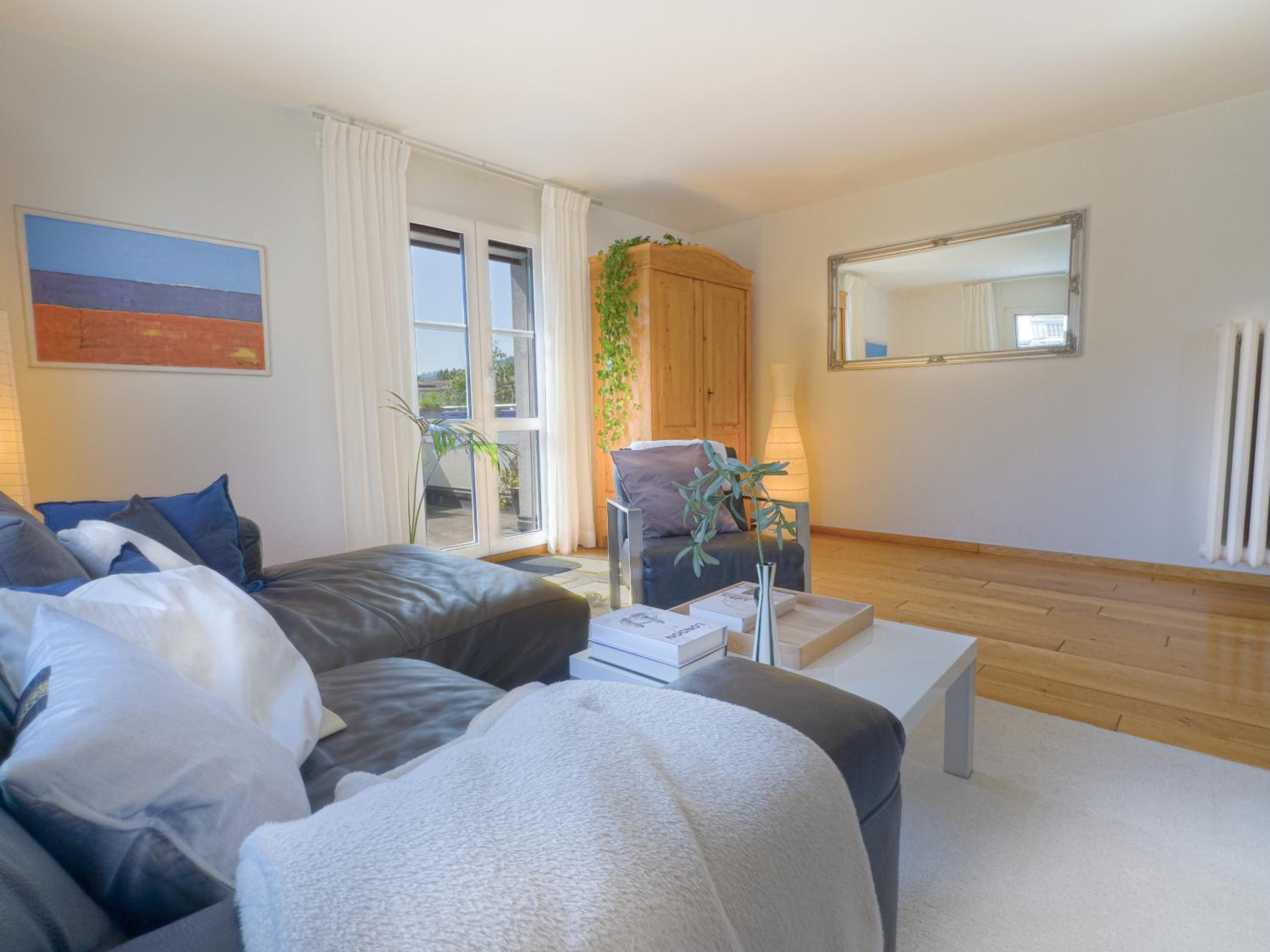 One-Bedroom Apartment with Extra Mattress in Living Room