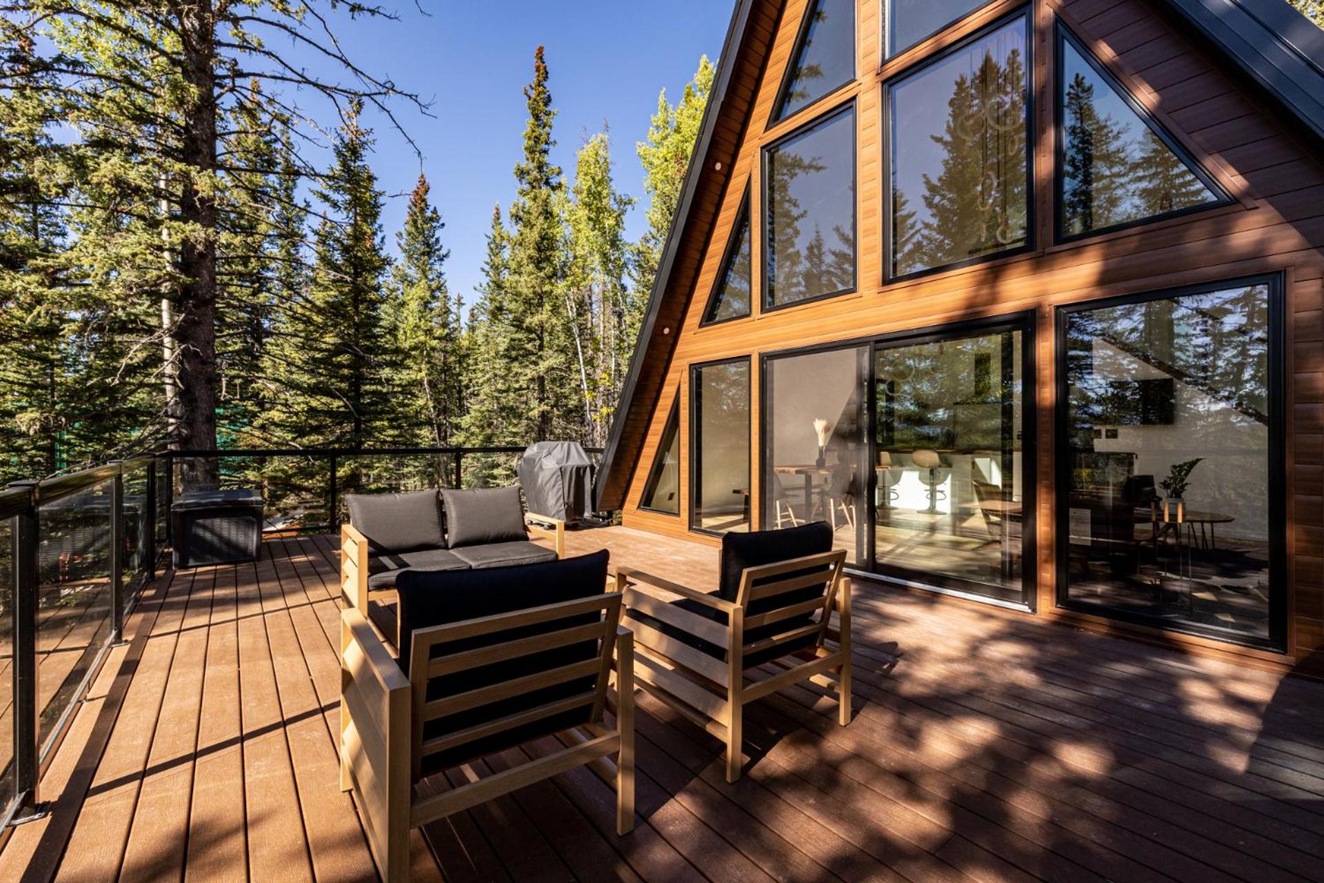 New Modern Rustic A-Frame Cabin with Barrel Sauna
