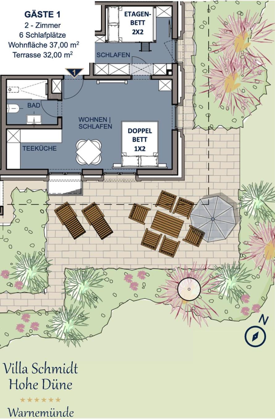 Villa Schmidt Apartments - Strandhaus direkt am Meer mit Sauna, Sport und Dünengarten - Komfort
