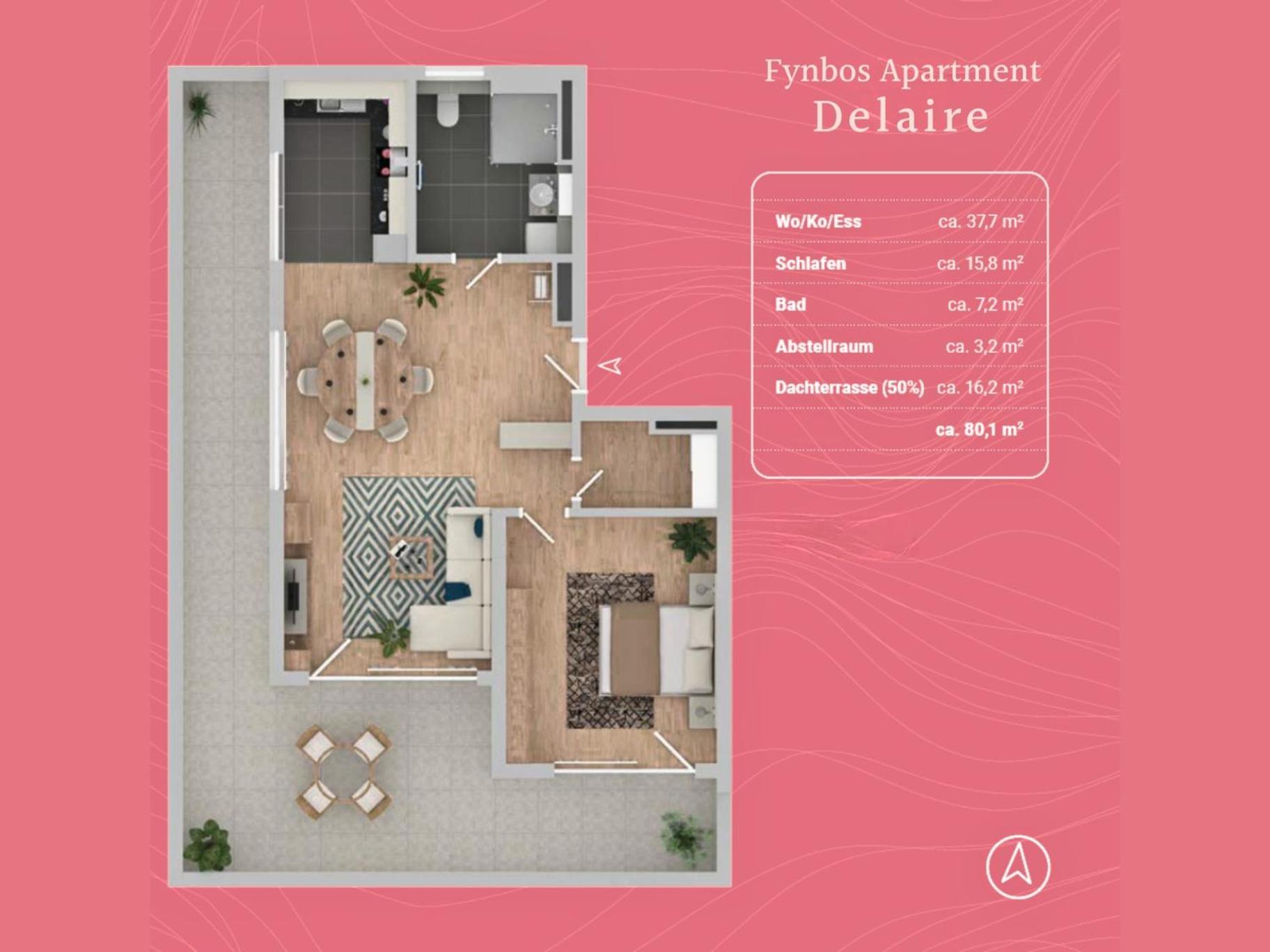 Fynbos Deluxe, Penthouse oder Balkon, Parkplatz