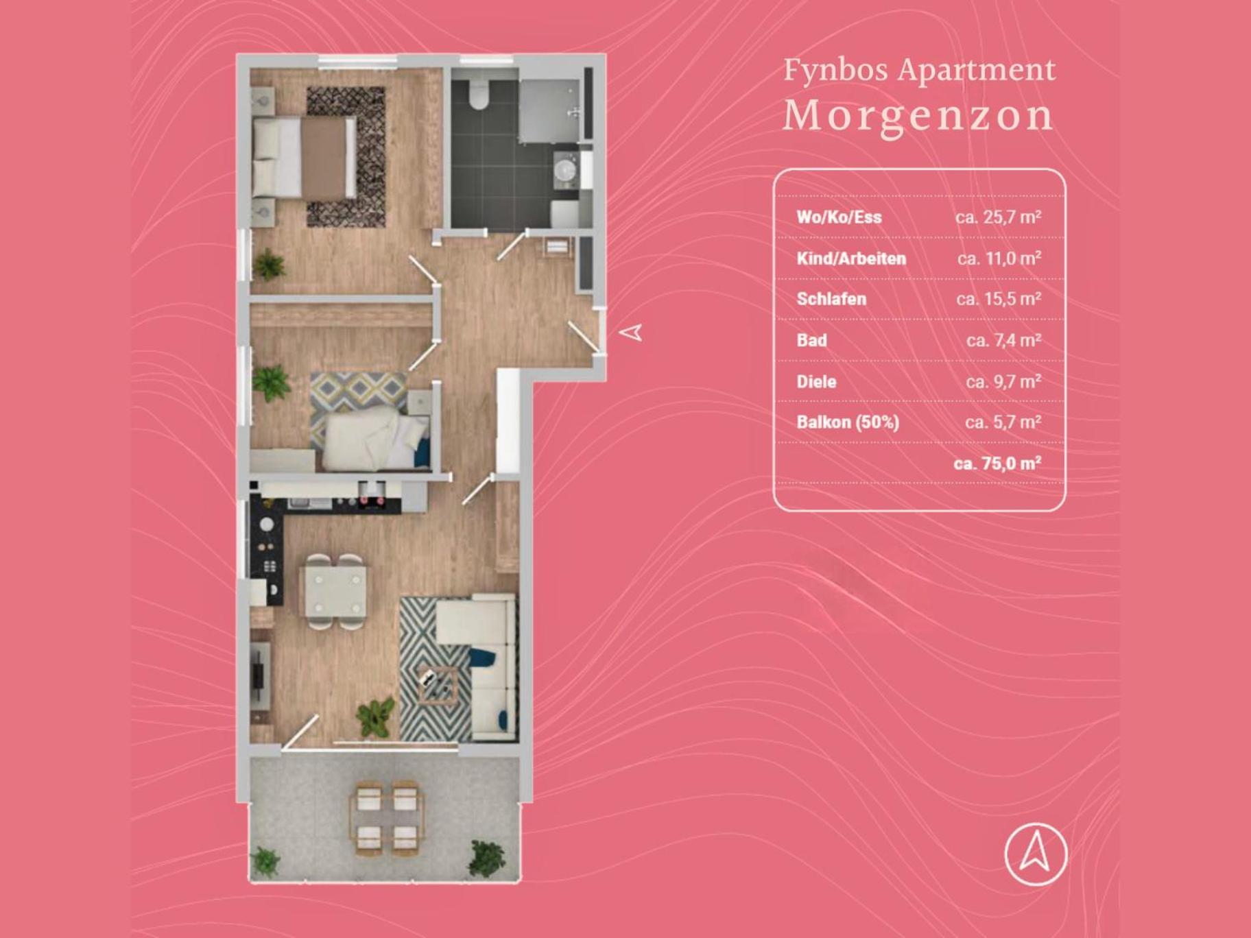 Fynbos Deluxe, Penthouse oder Balkon, Parkplatz