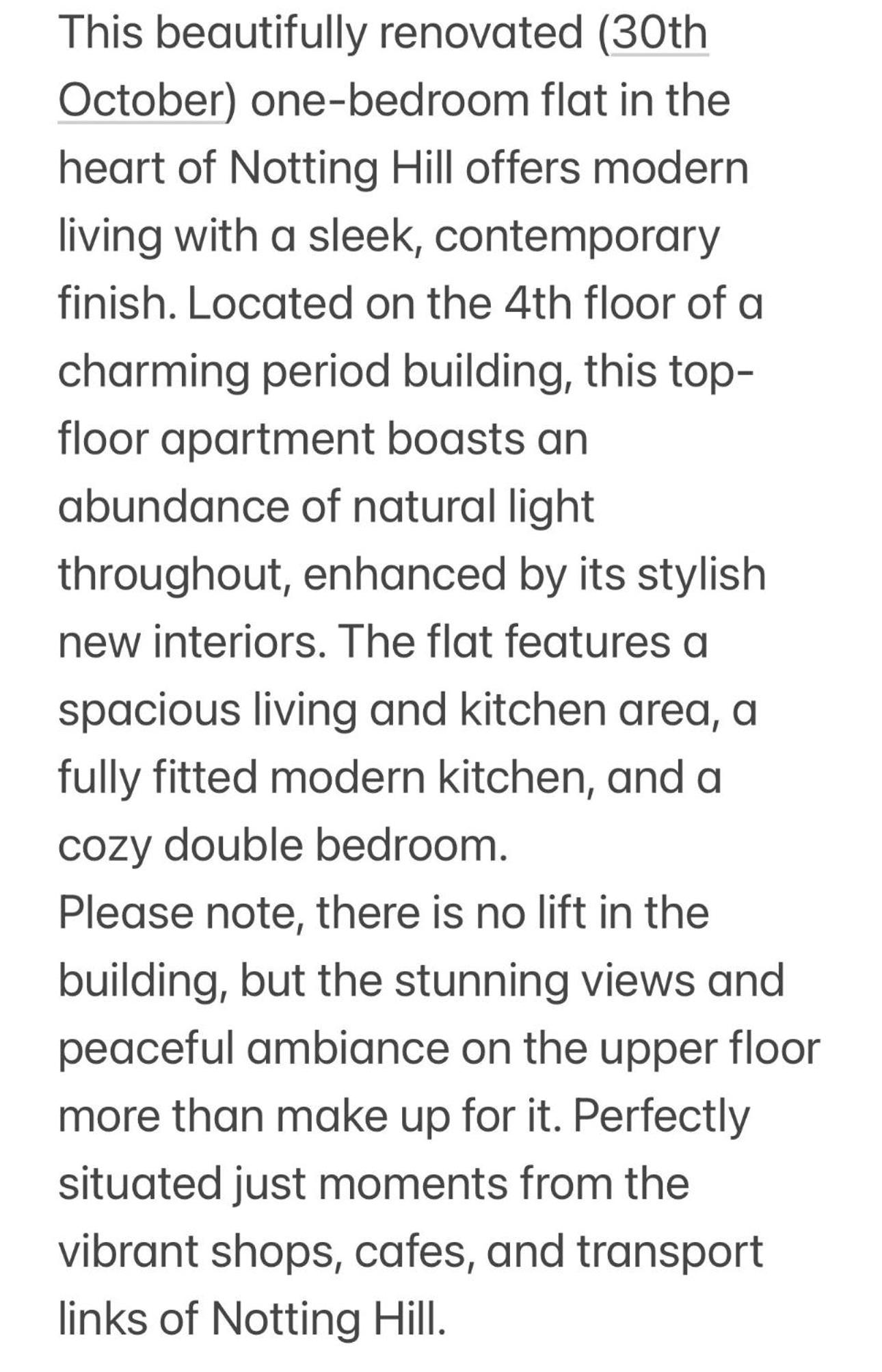 Central apartment in the heart of Notting Hill
