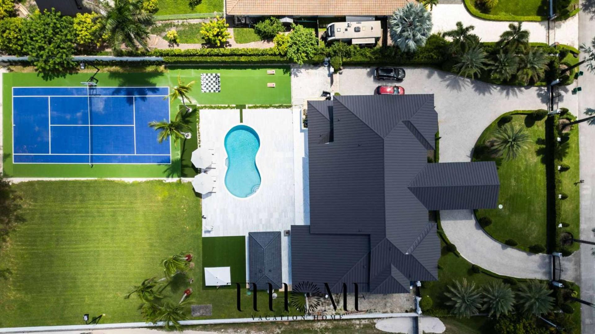 The Mansion Pool Cinema Tennis BBQ Family