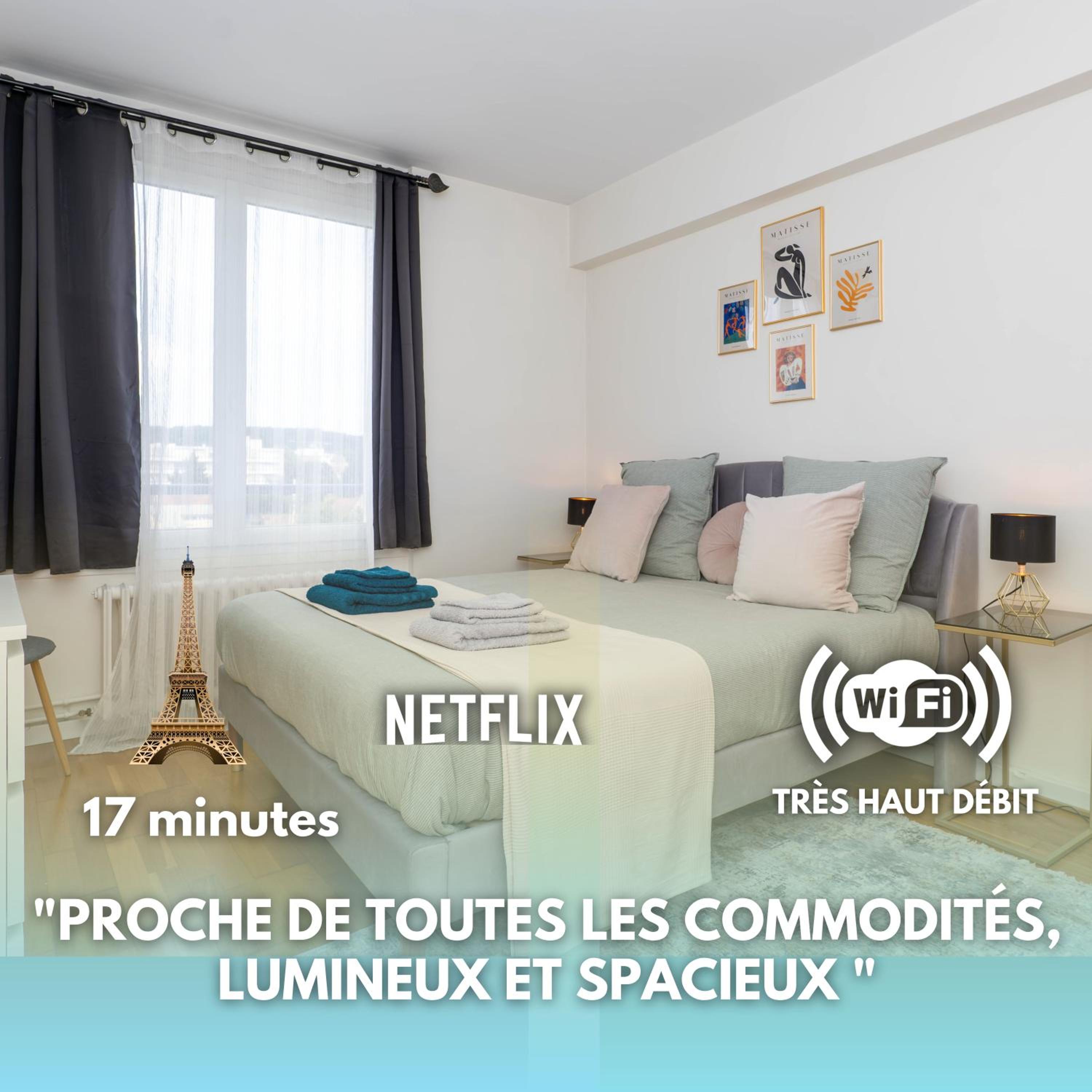 Appartement T2, fonctionnel, Parking,balcon ,2 minutes gare ,17 minutes Paris
