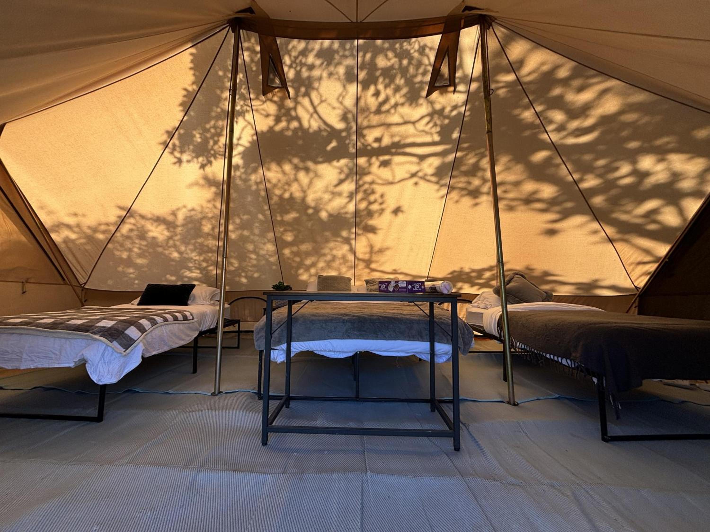 Cozy Winter Hot Tent With Log Burner Tv & Hot tub