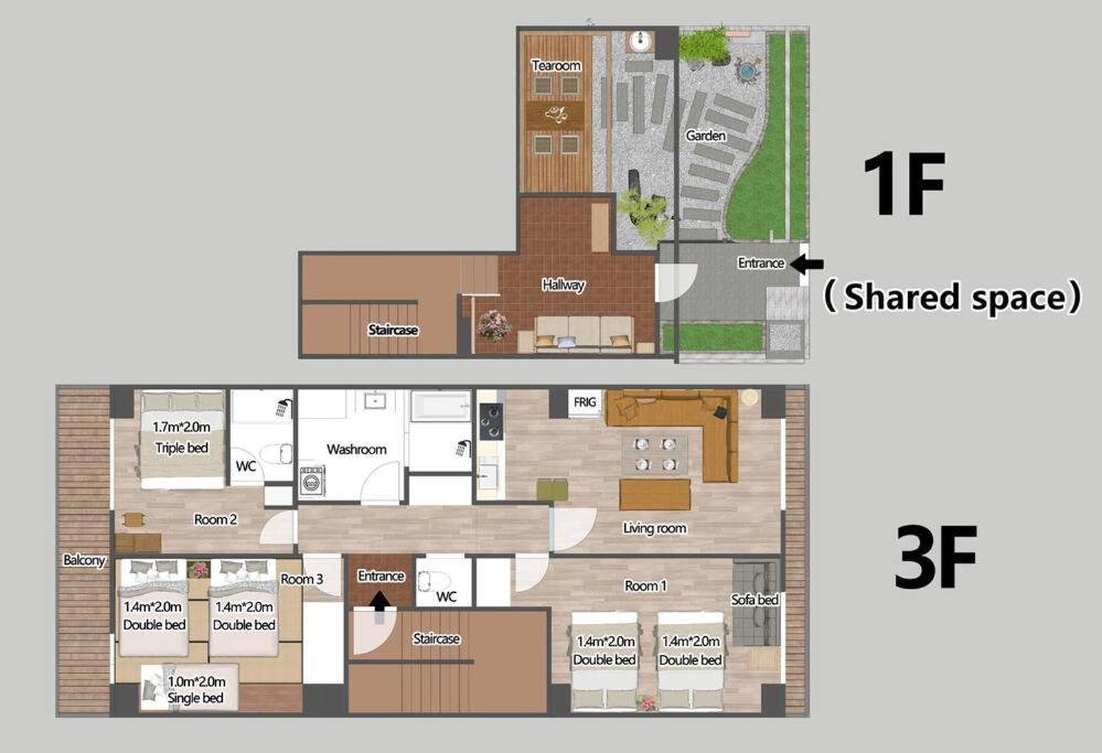 Namba 6 minutes Entire Private 3rd Floor Facility