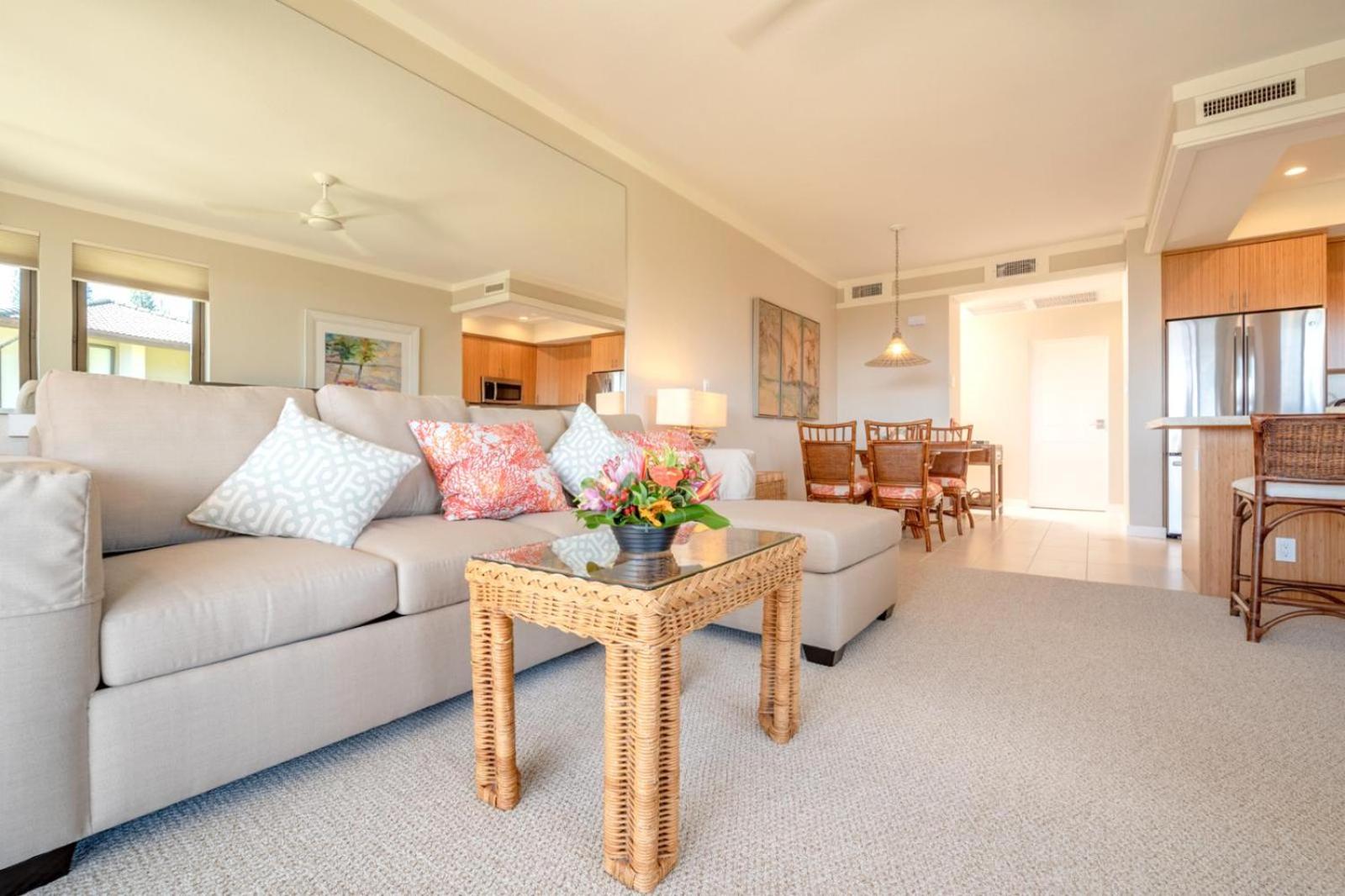 KBM Resorts: Kapalua Golf Villa KGV-19T1 Remodeled with Ocean Views Includes Rental Car