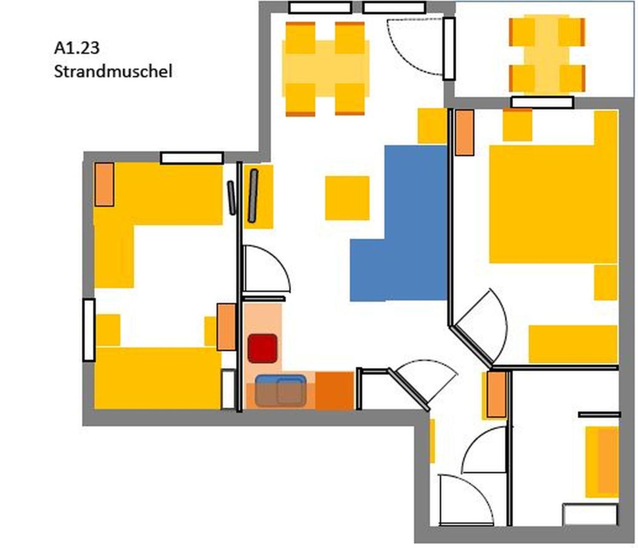 Haus Meeresblick A 1 23 Strandmuschel mit Balkon