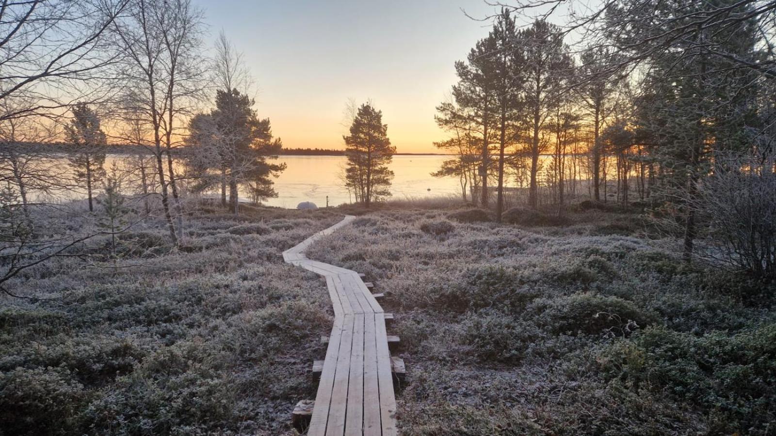 Hillavilla in the shore of lake Inari