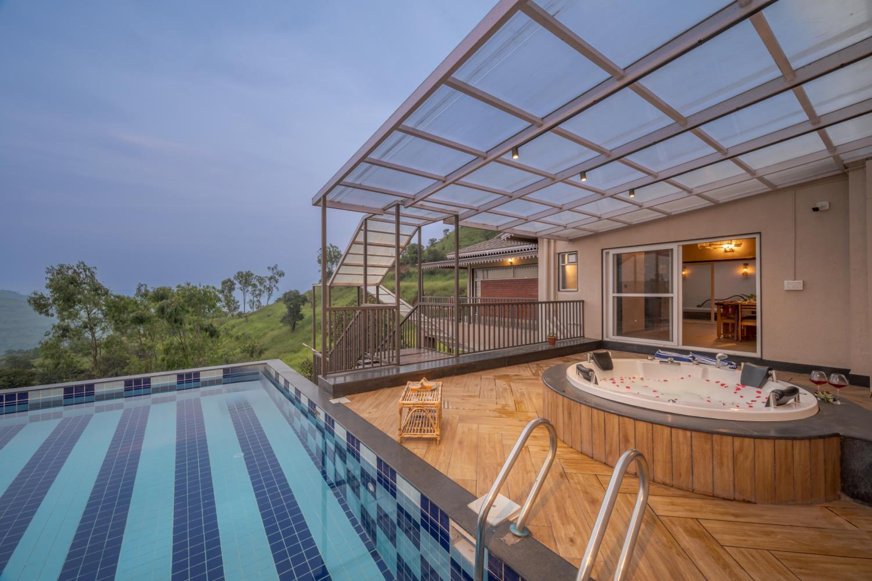 SaffronStays Skyfall - 4BR boho-chic villa with pool, jacuzzi, game room & stunning hill views near Table Land, Panchgani