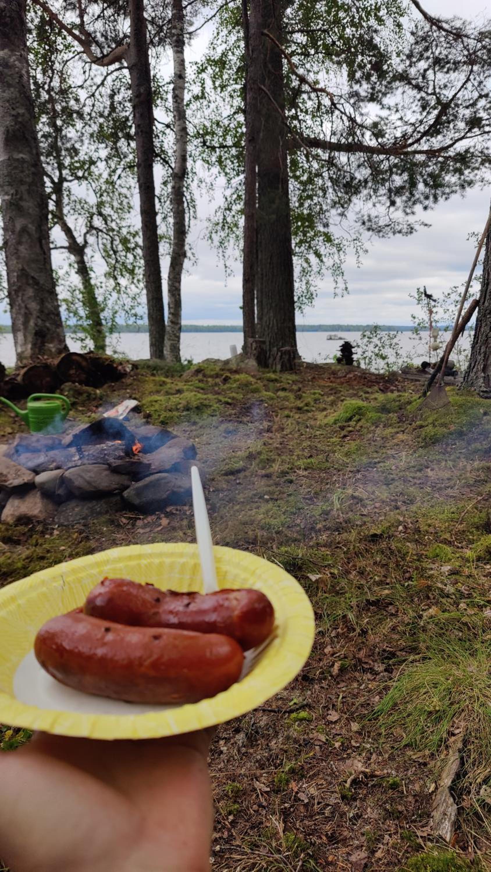 Traditional Finnish lakeside off-grid cabin