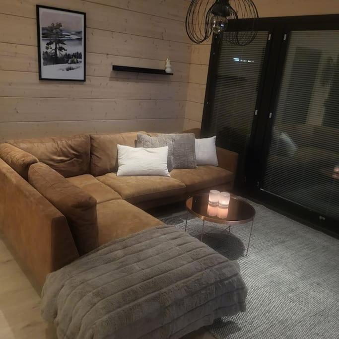 Modern log house with jacuzzi and sauna