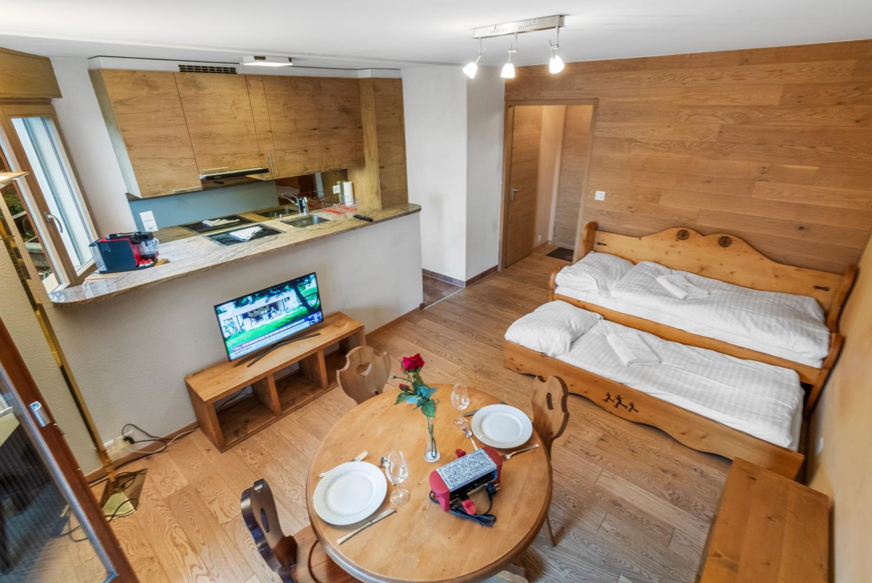 Chaleureux studio avec vue sur les montagnes