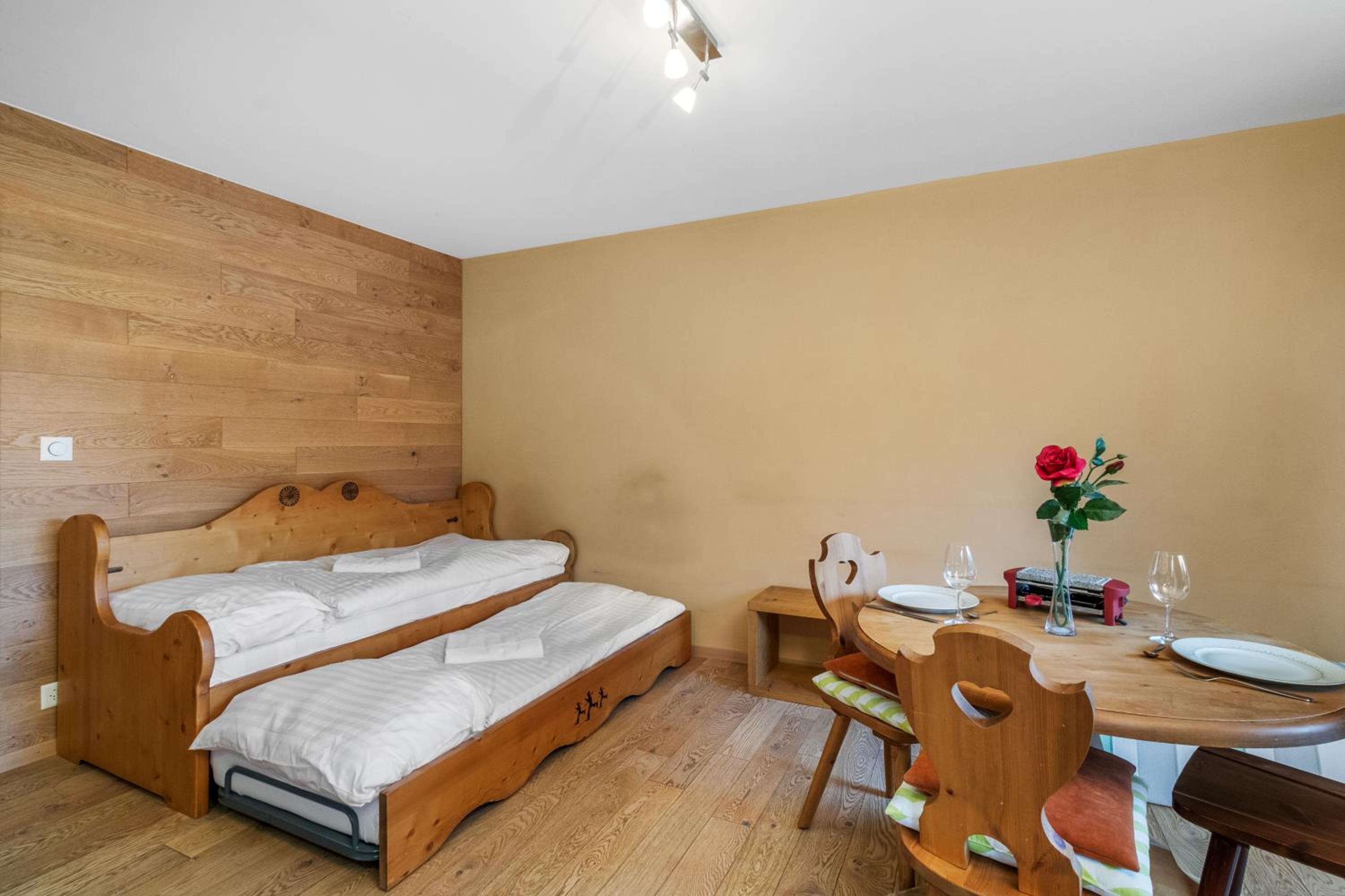 Chaleureux studio avec vue sur les montagnes