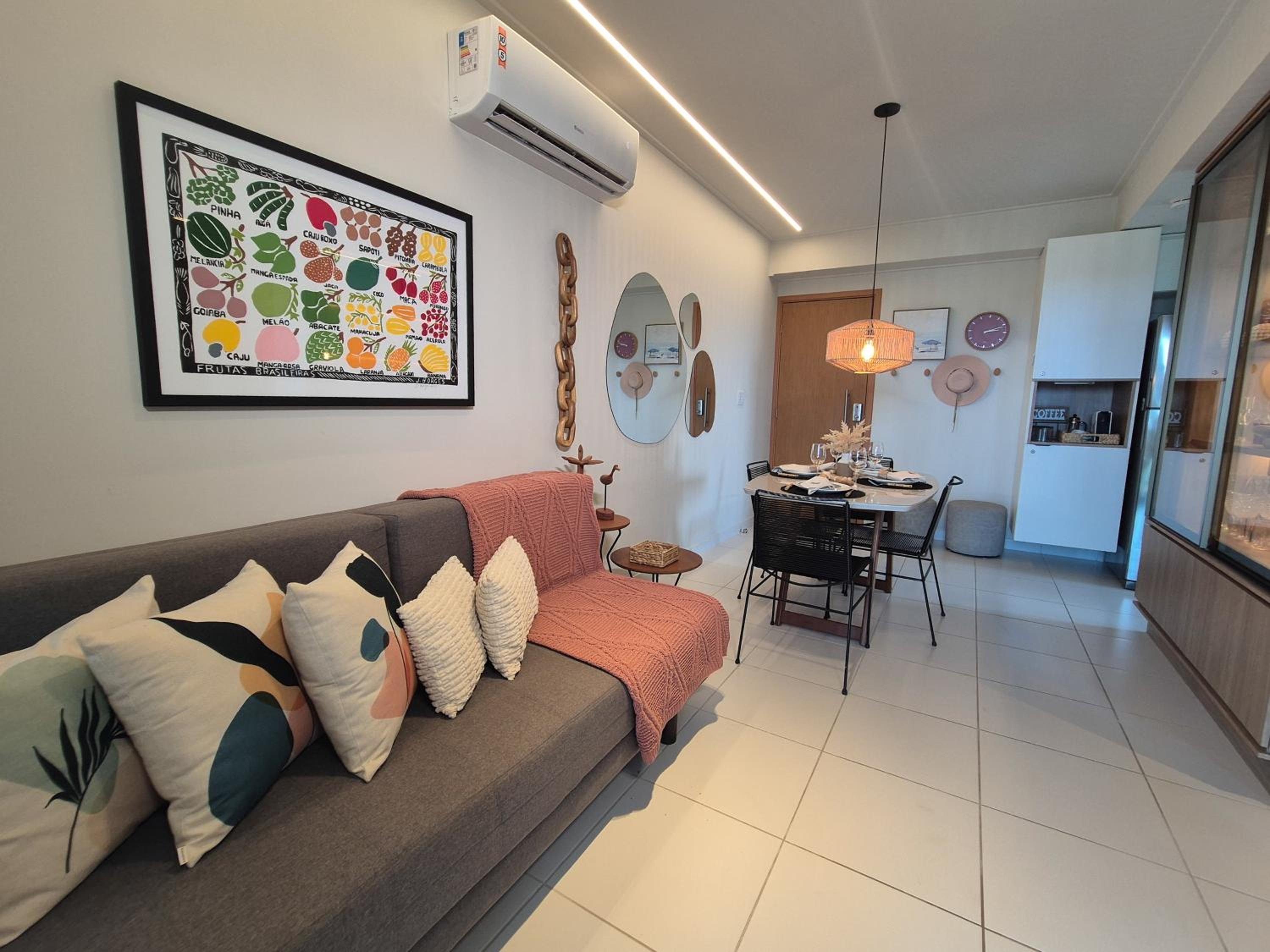 Flat Luxo Oasis do Mana 350m da praia, Polo Aquático-2Qts, 2Gar