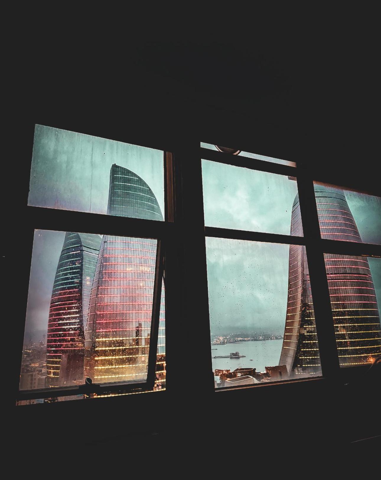 Cozy apartment flame towers view