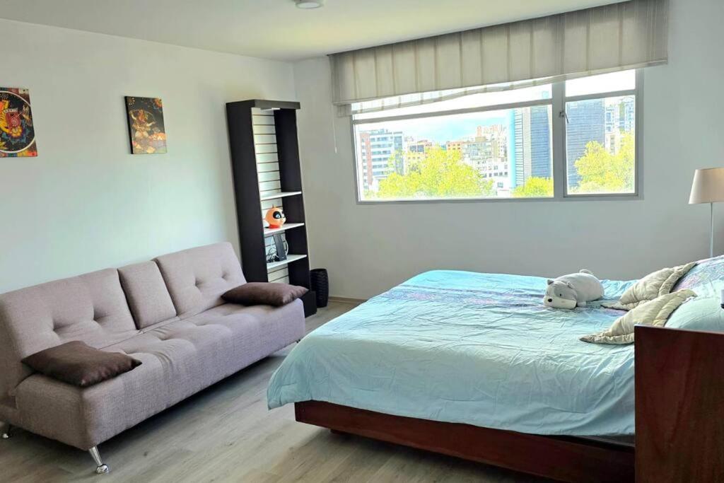 Suite Elegante, cómoda, vista increíble, en Centro Financiero Norte de Quito - ideal para profesionales, viajeros, turistas, con parqueadero, seguridad, ge view 3