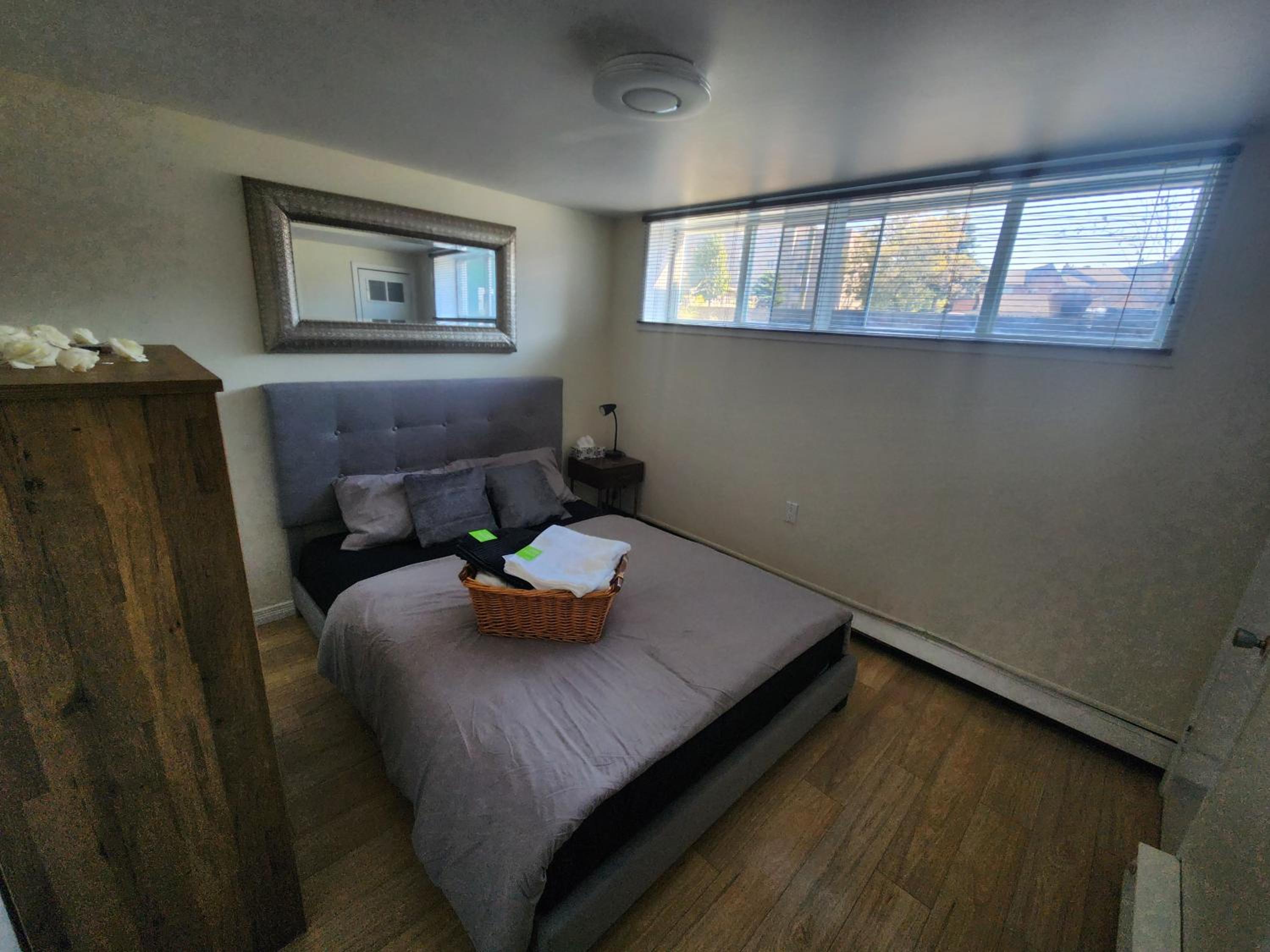 Private room with shared space in a basement