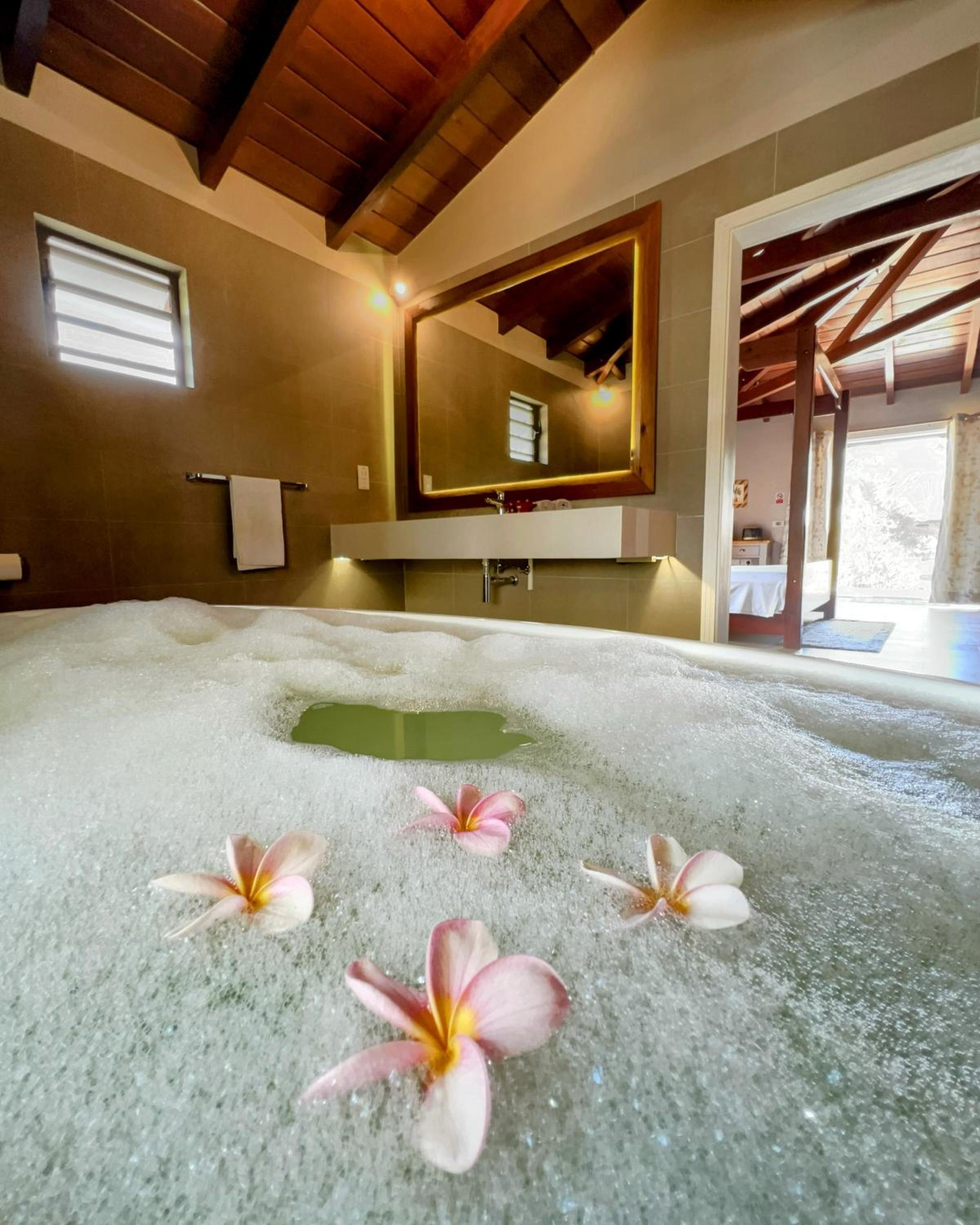 Cinnamon Room Four-Poster Bed, Freestanding Bath, Walk-In Shower & Infinity Pool view 2