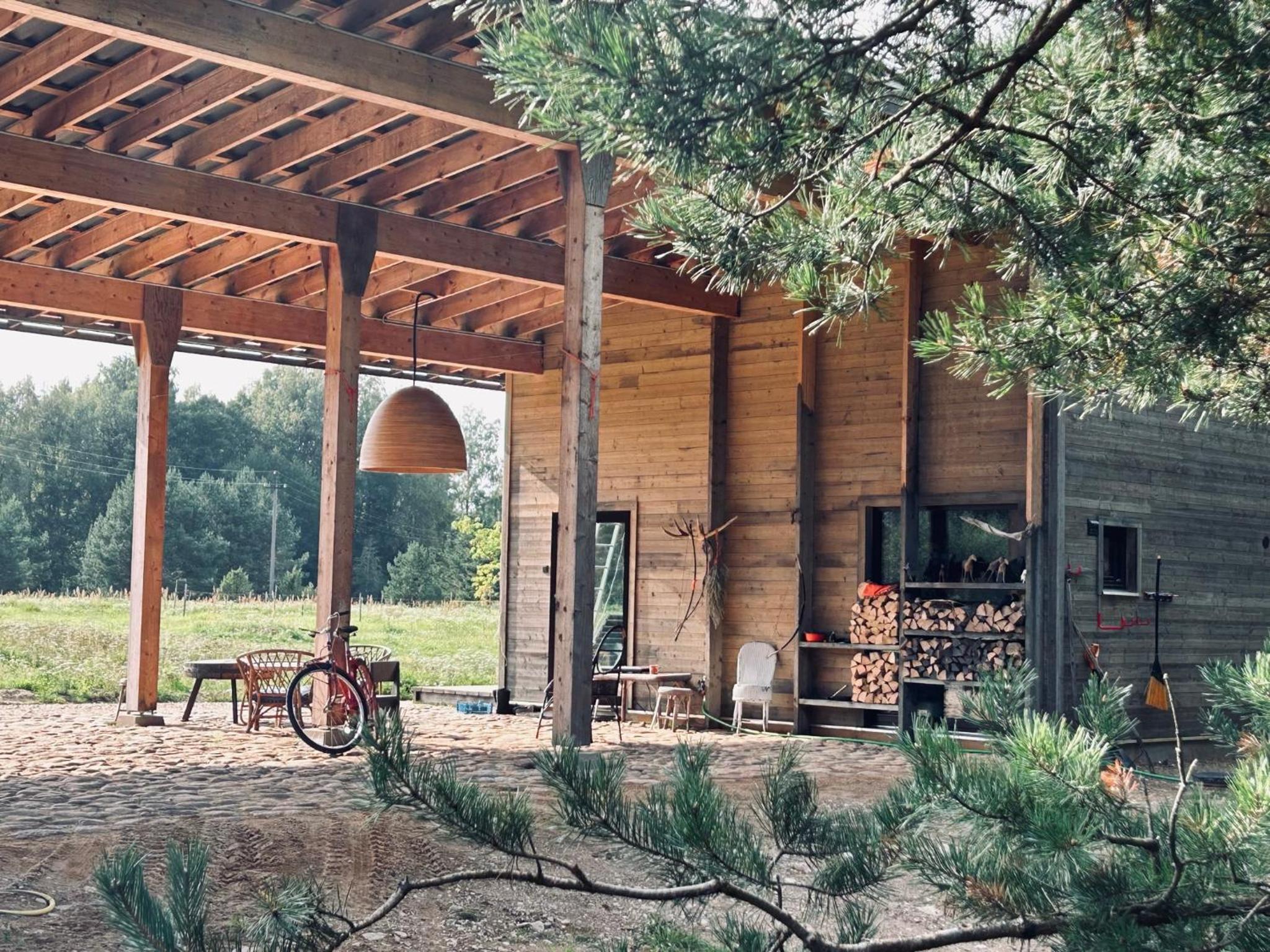 A country house with horses