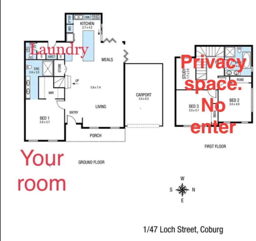 Spacious Room with Ensuite next to Coburg Station, Non Smoking House