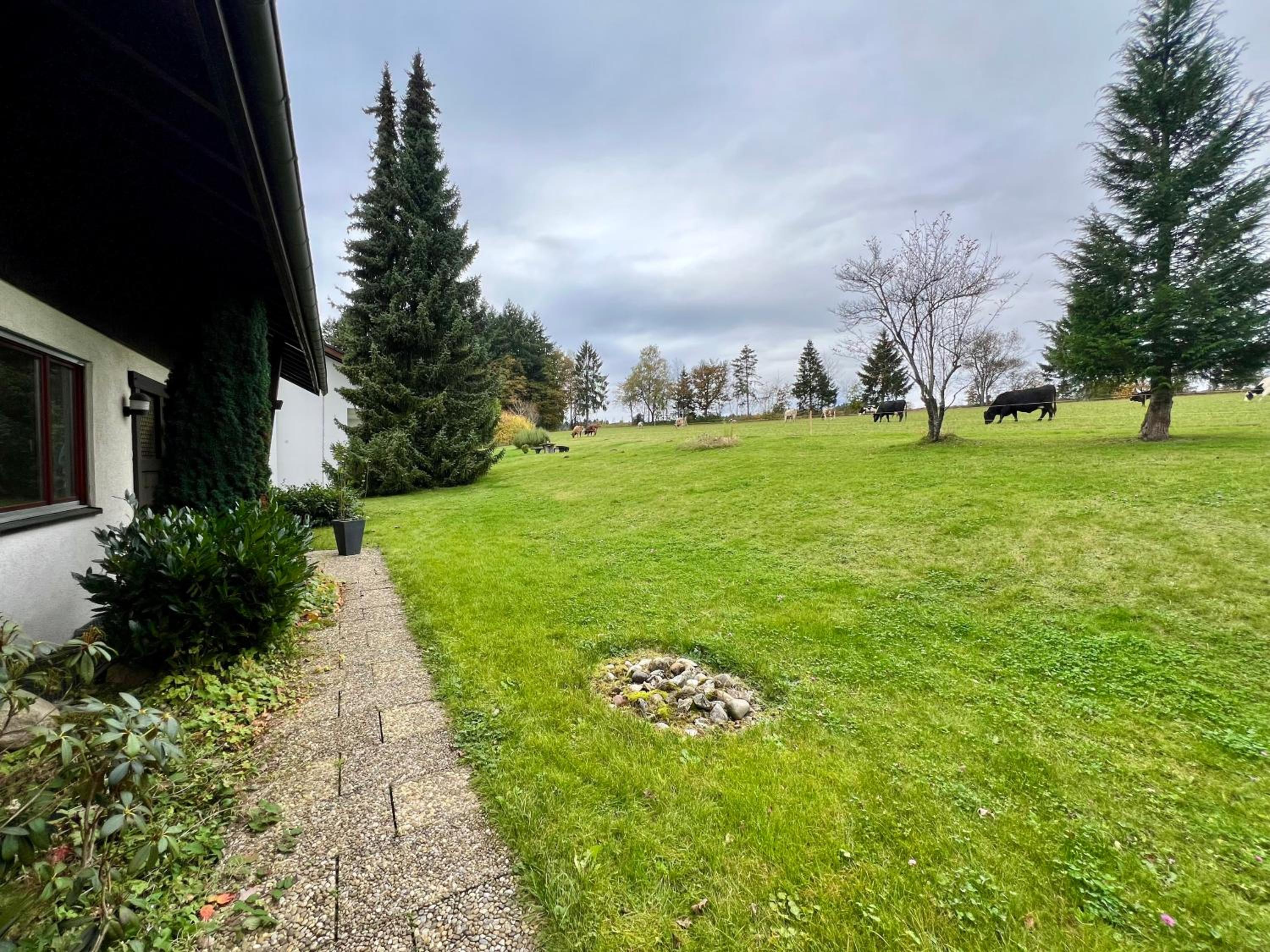 Alpenpanorama mit Garagenparkplatz