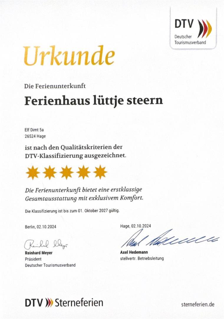 Ferienhaus Lüttje Steern 5 Sterne