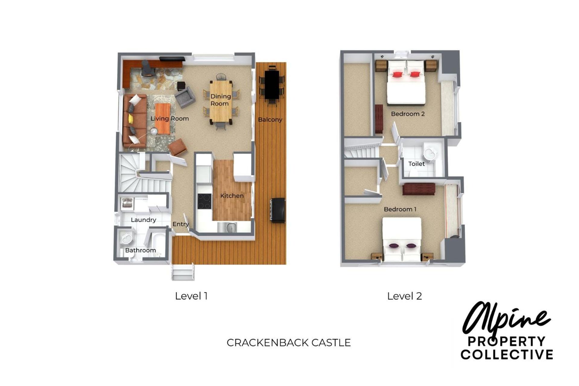 Crackenback Castle free standing chalet with fire place
