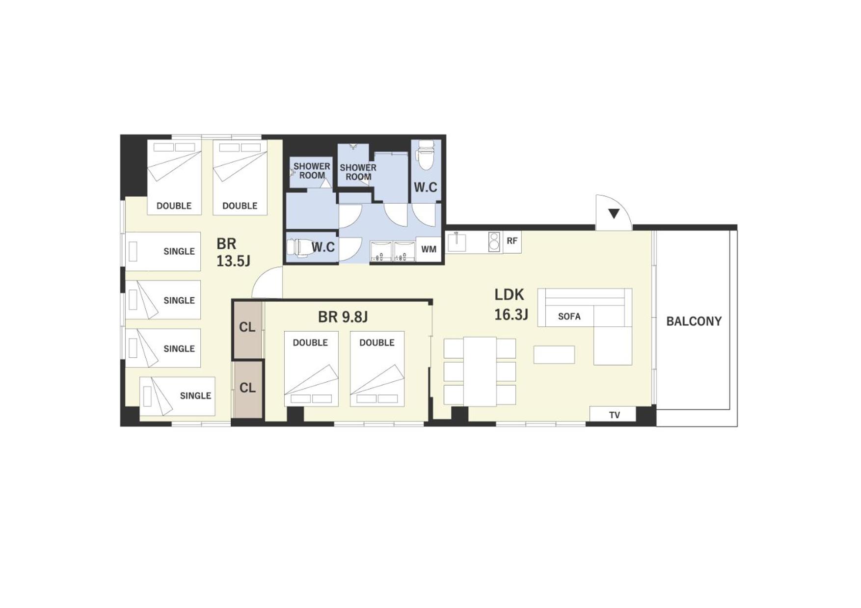 INOVE VILLA OSAKA -118 sqm , 2 Bedrooms , 7 Double Beds , Max 14 ppl- Great Access to USJ & Namba