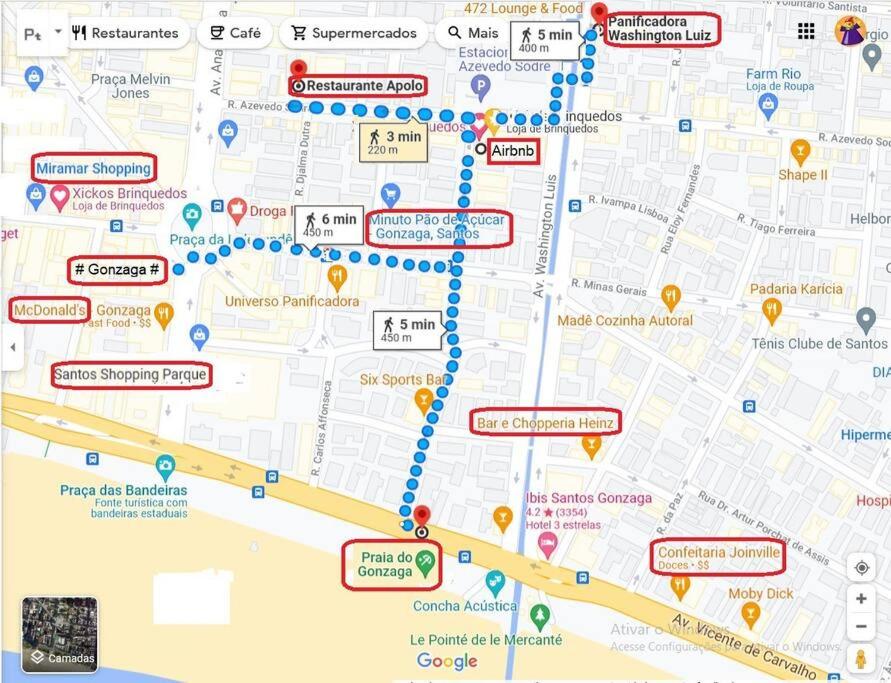 Apto32-Encantador -2 quartos- em Santos-SP com ar condicionado