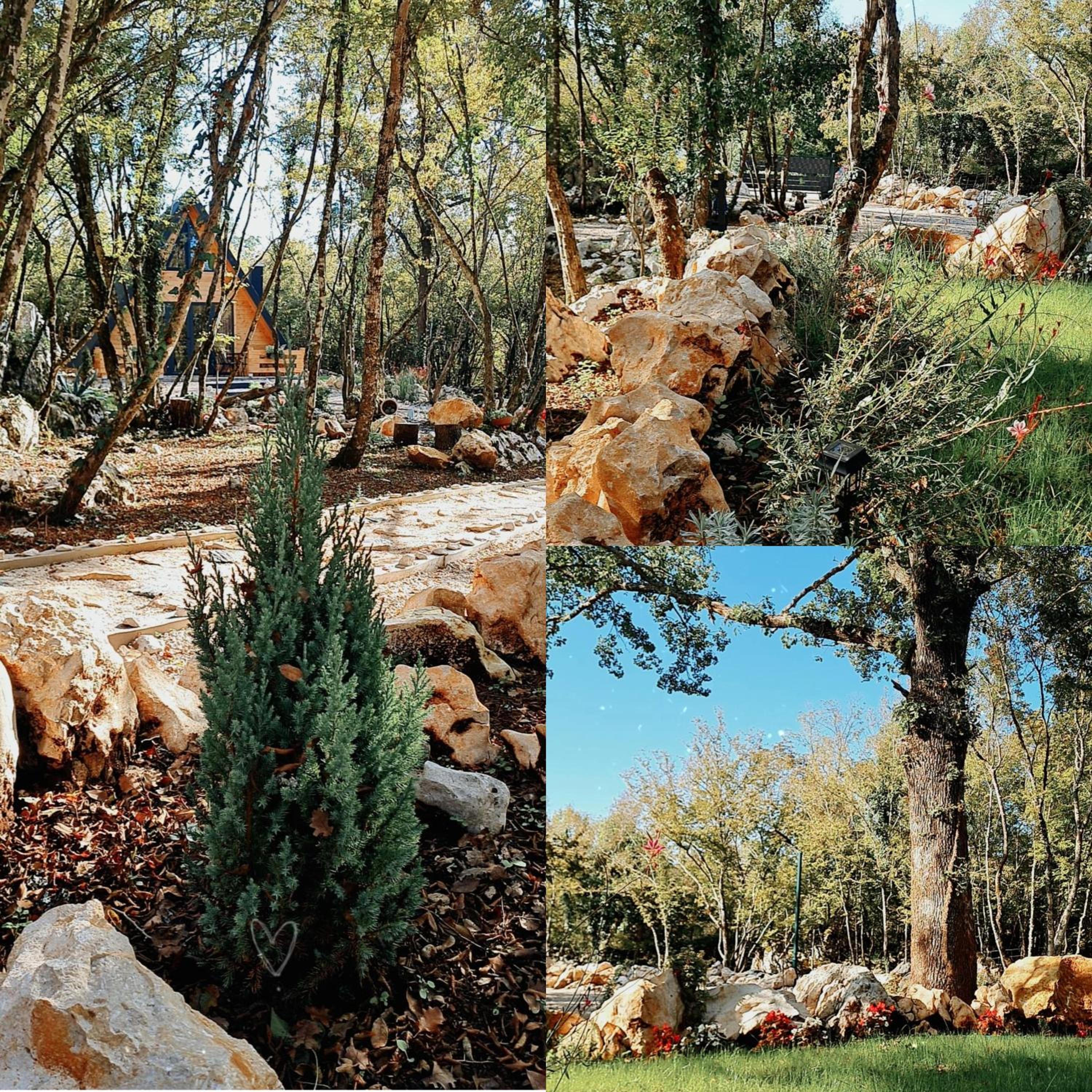Woodland paradise Charming wooden houses in stone