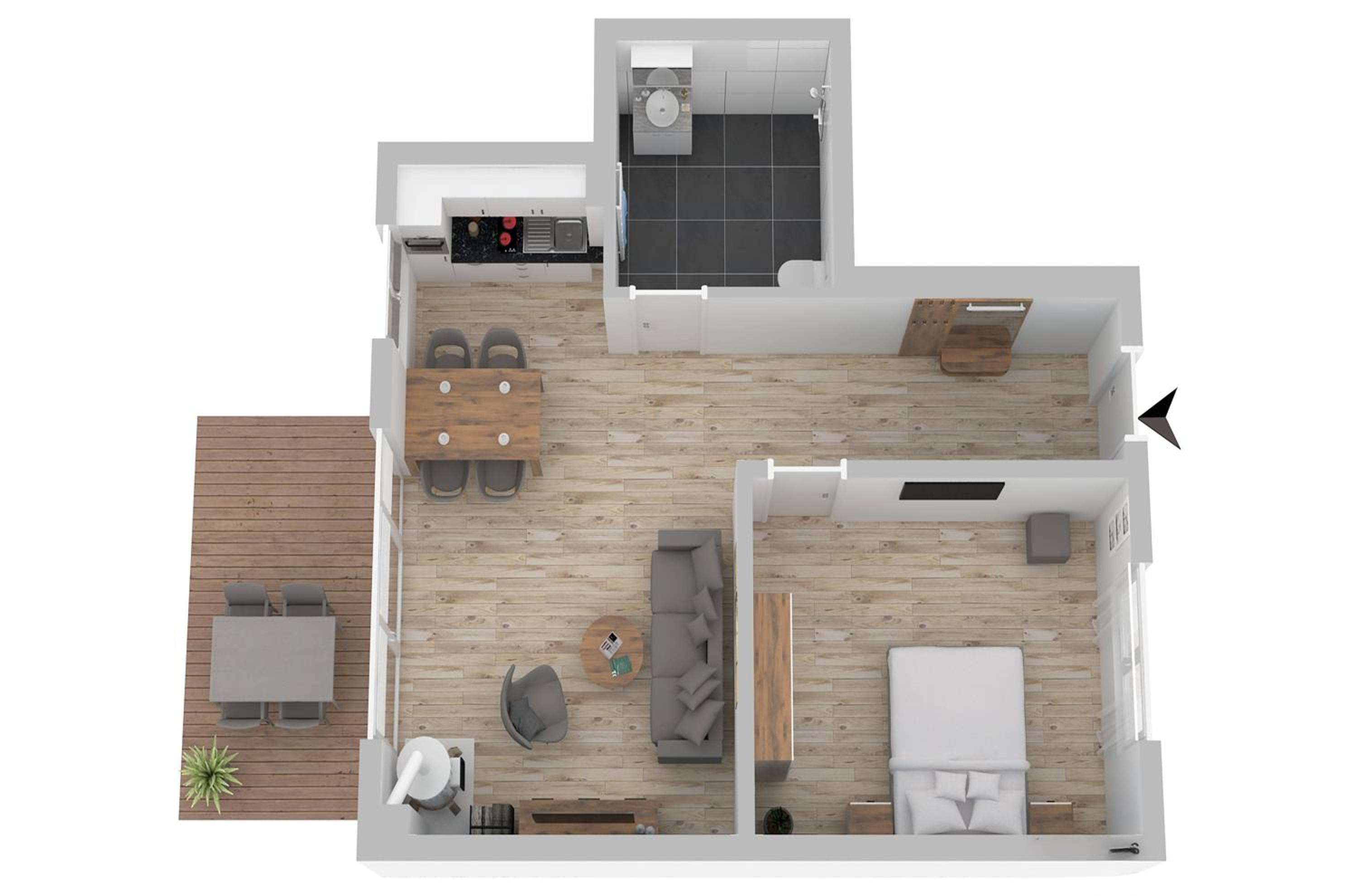 Mooswinkel - Stilvolles Apartment mit Terrasse & Wellness am Krakower See