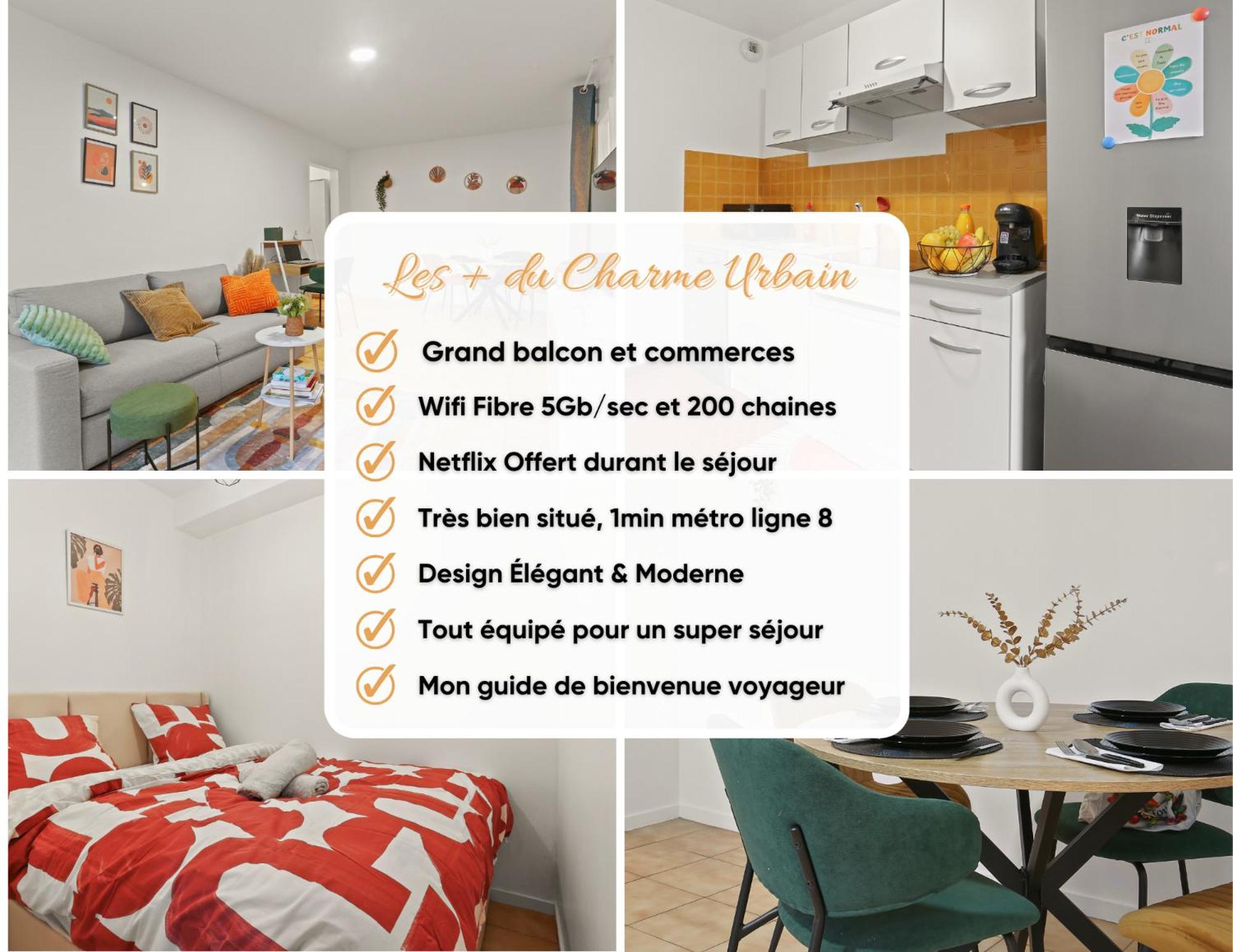 Parenthèse Urbaine -1mn Métro - Paris - Wifi - commerces - balcon vue calme- travail - famille