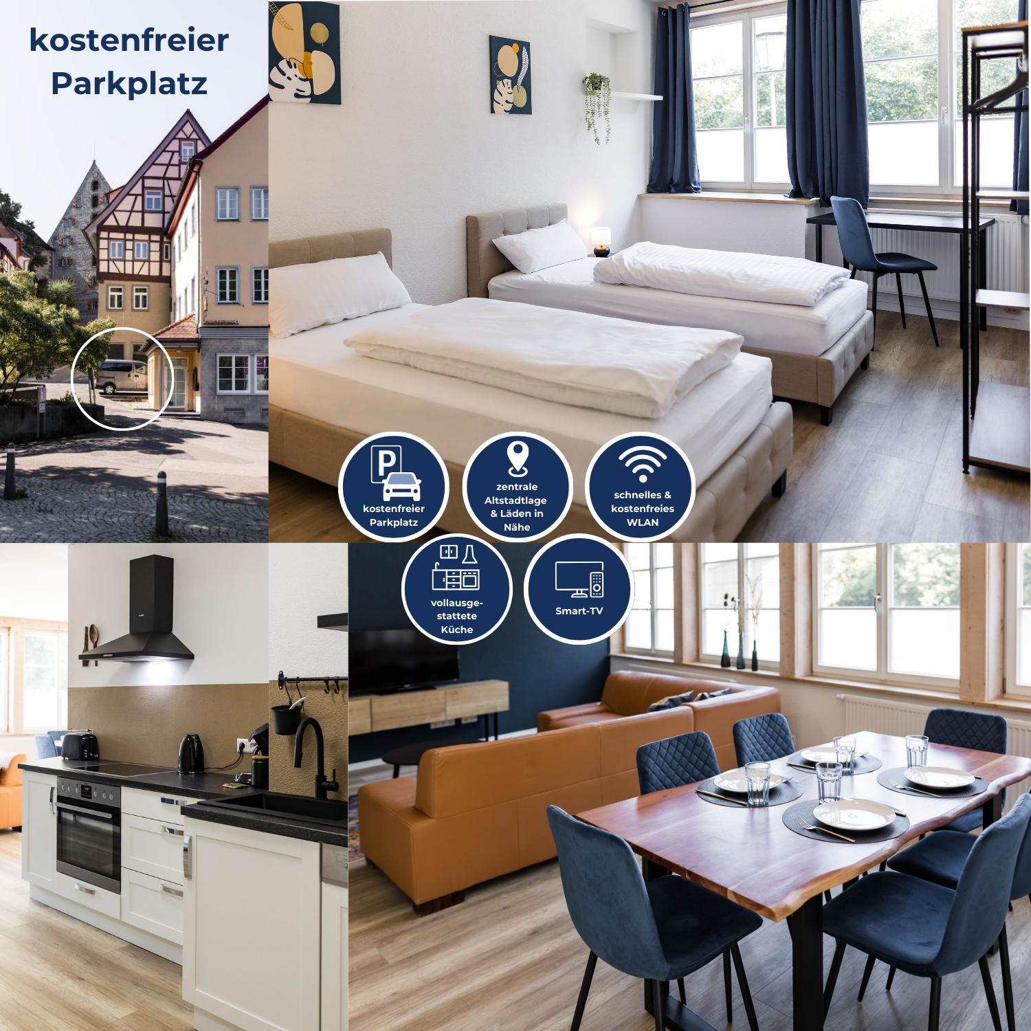 3 BR Altstadtwohnung mit Parkplatz, tolle Lage in Schwäbisch Hall, bis 8 Personen