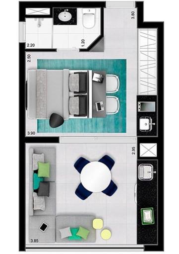 Studio Moderno no Centro - Check-in Digital e Wi-Fi Rápido