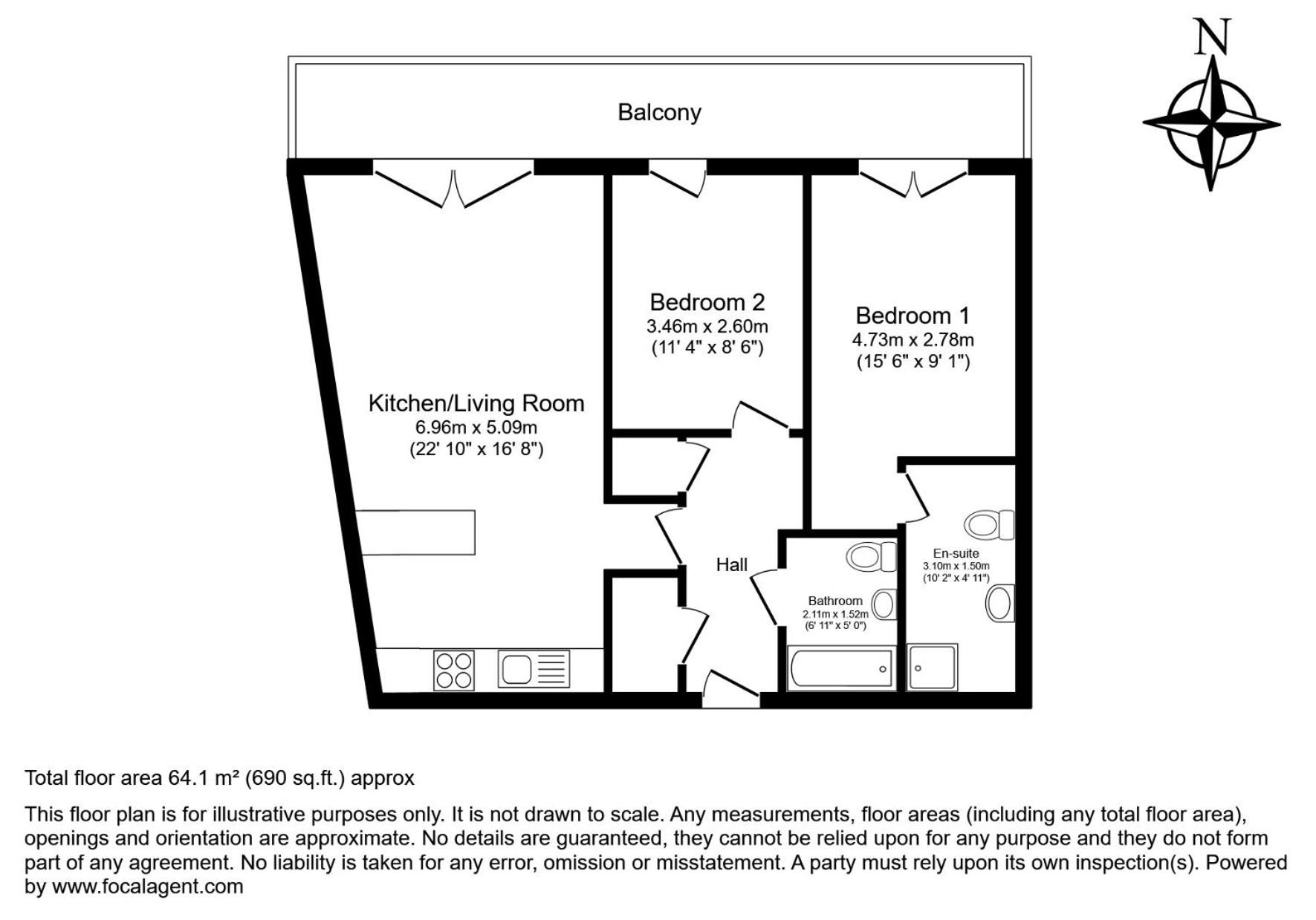 Central 2 Bed Flat with Big Balcony view 3