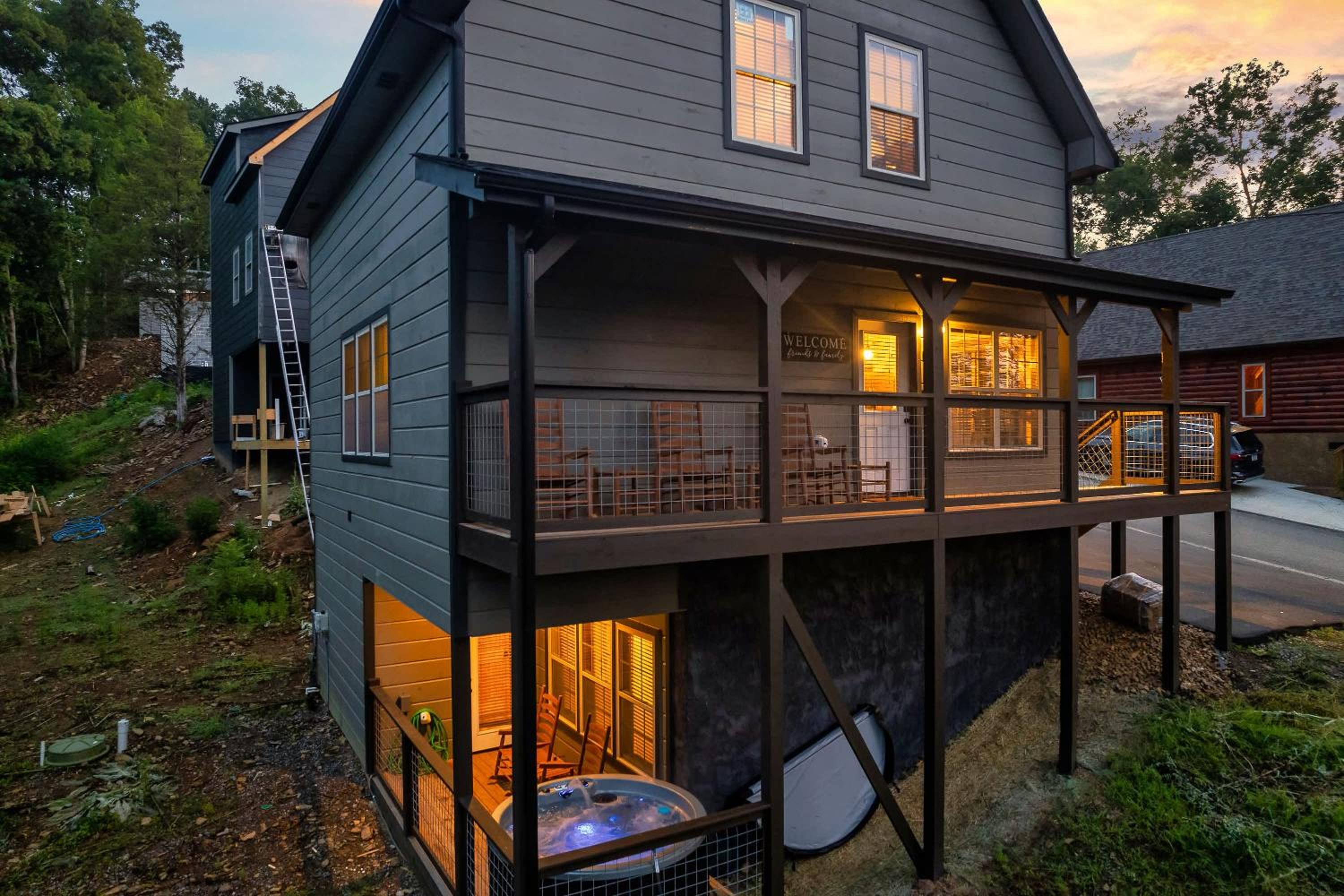 Smoky Mtn Cabin New Deck Bunks Hot Tub Game Room view 5