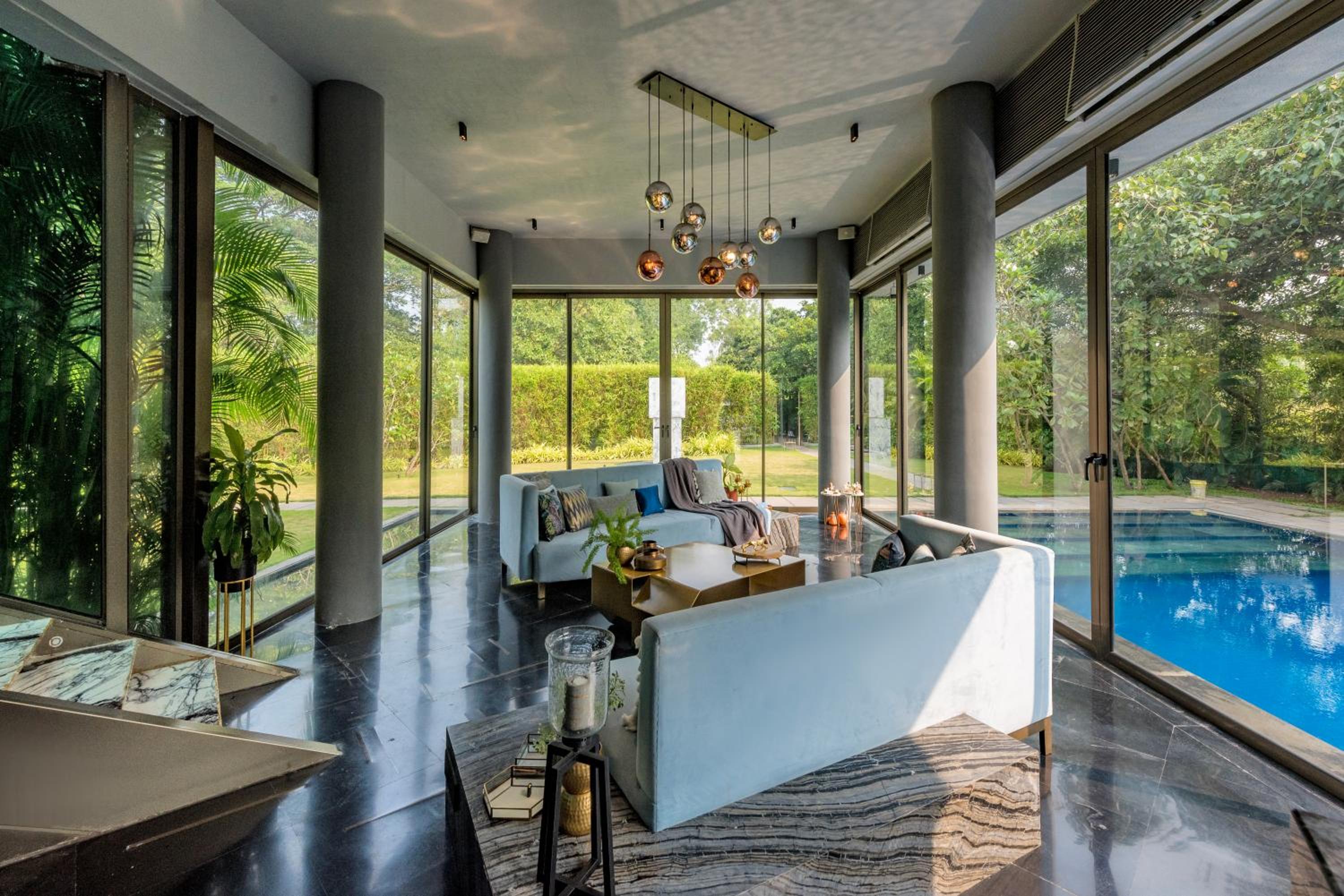 SaffronStays Glasshouse 91 - 4BR luxury villa with pool, art installations, lawns & outdoor dining