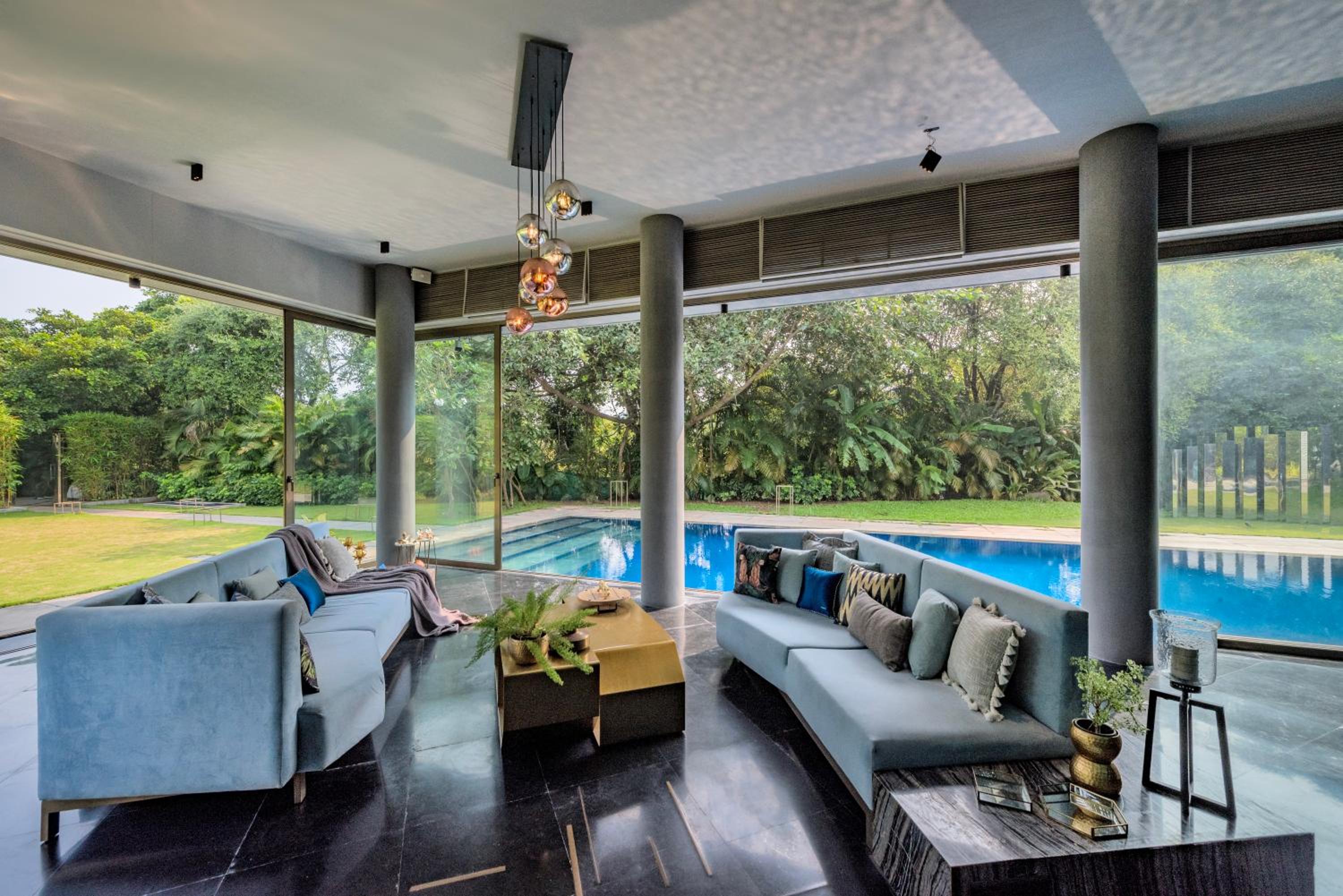 SaffronStays Glasshouse 91 - 4BR luxury villa with pool, art installations, lawns & outdoor dining