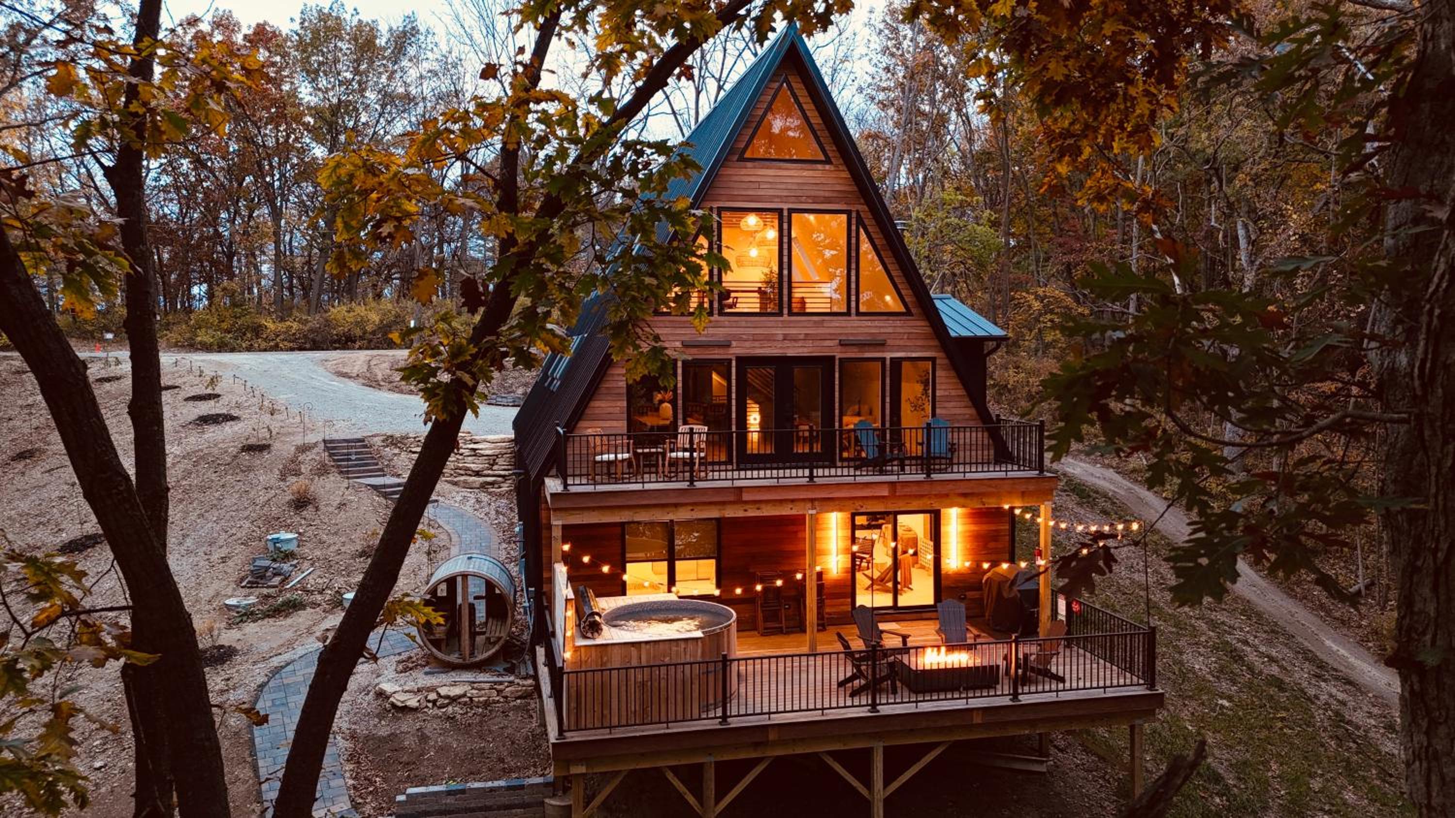 Rockford Vacations - Aframe River Retreat, Sauna, Hot Tub, Workspace, New Build! - Property Image 1