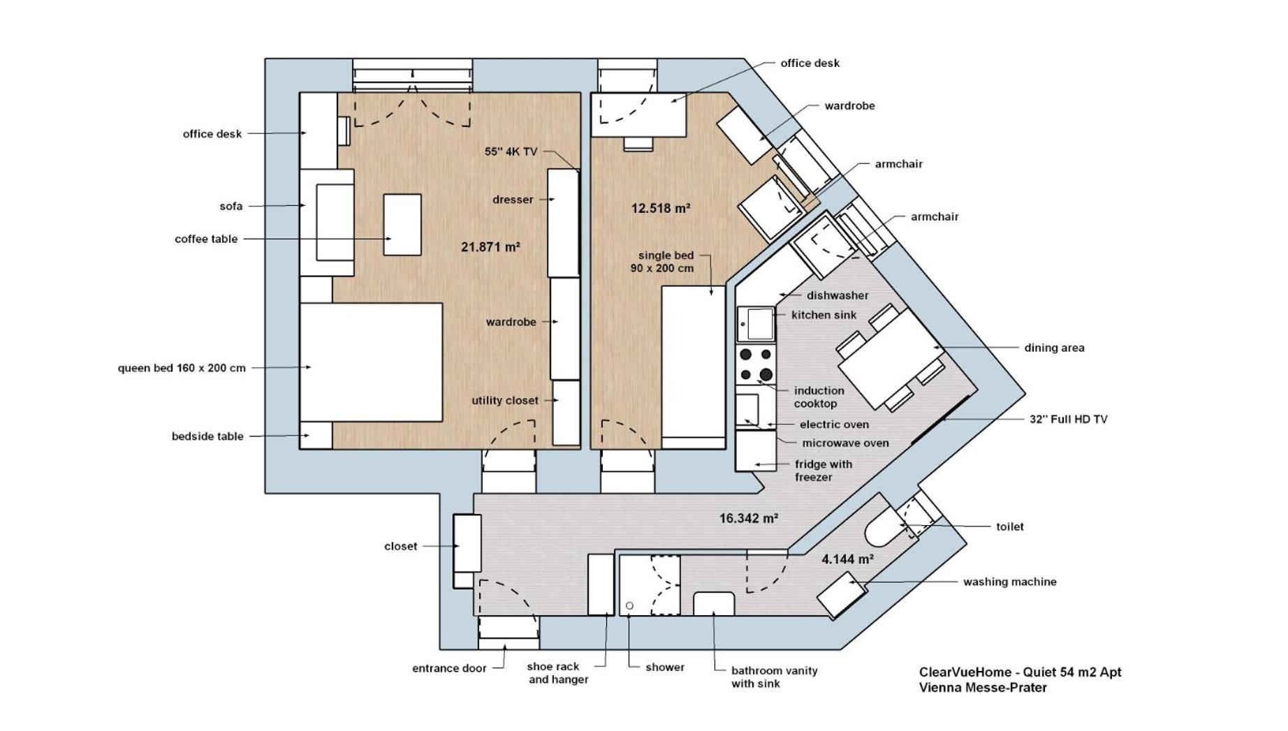 ClearVueHome - Quiet 54 m2 Apt Vienna Messe-Ρrater